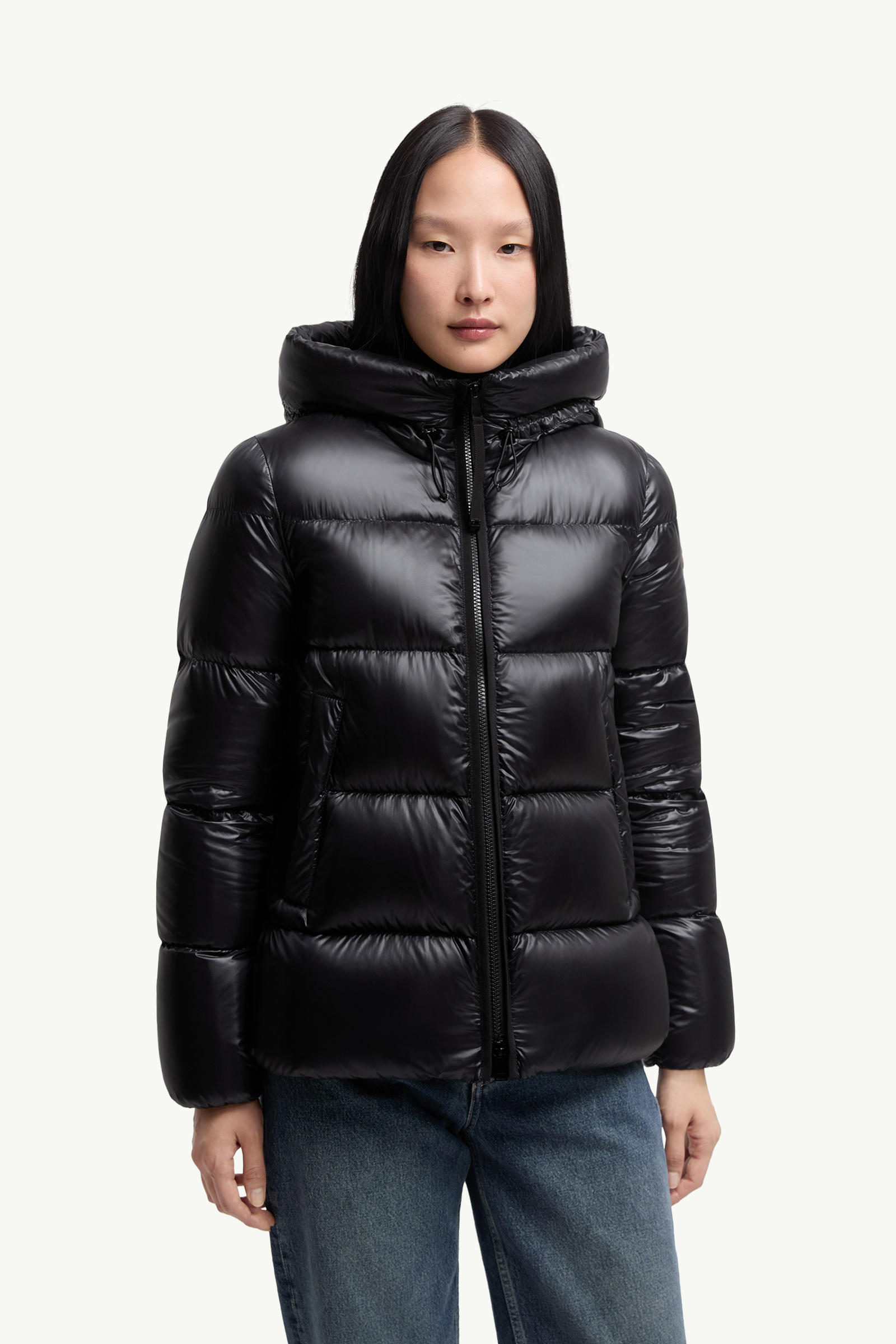 Piumino corto Serittes on cappuccio Donna Nero Moncler 3