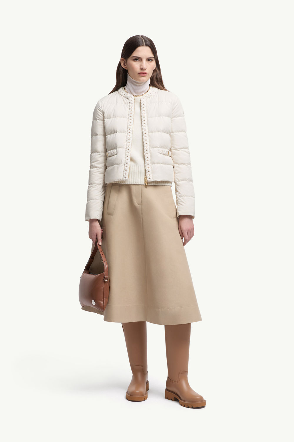 Maur Wool-Trimmed Short Down Jacket Women White Moncler 0