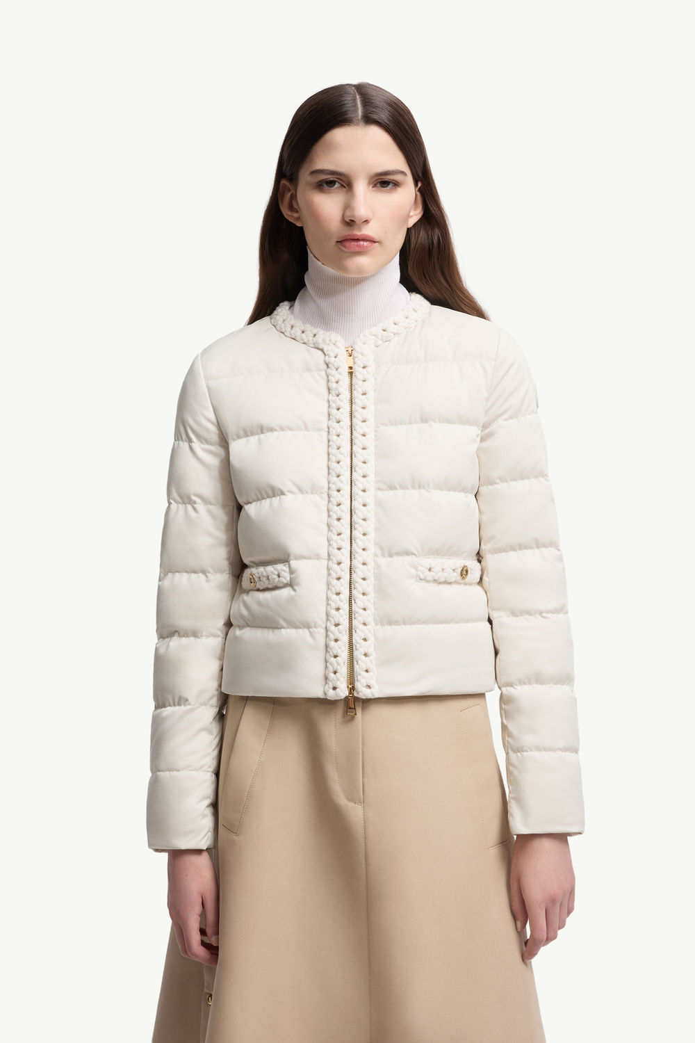 Maur Wool-Trimmed Short Down Jacket Women White Moncler 3