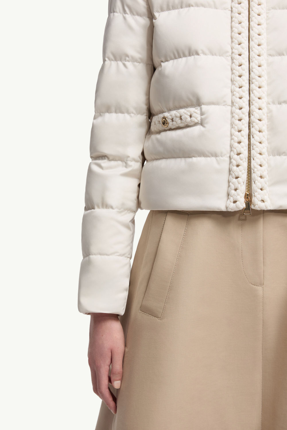 Maur Wool-Trimmed Short Down Jacket Women White Moncler 5
