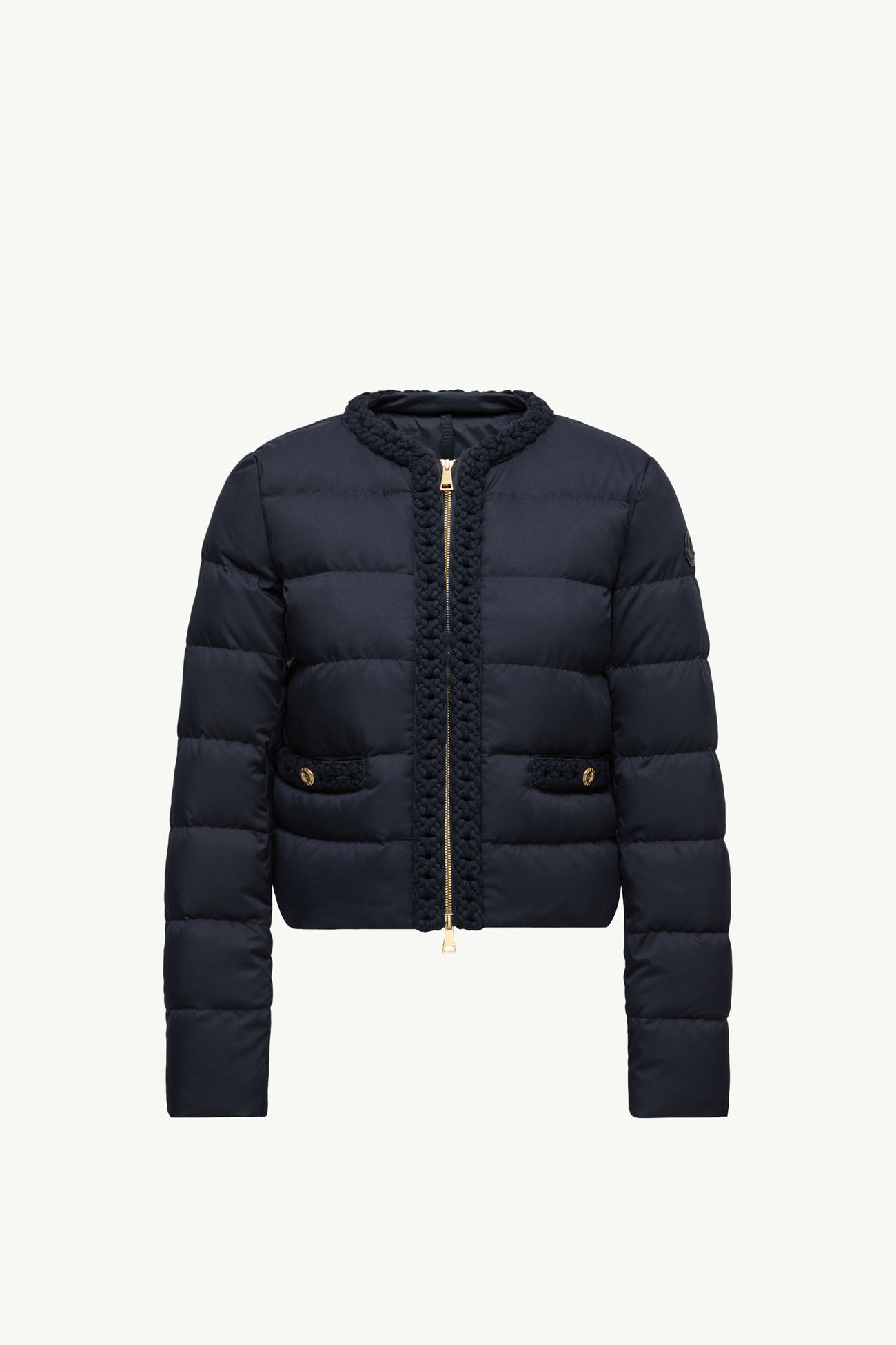 Maur kurze Daunenjacke mit Wollbesatz Damen Navyblau Moncler 2