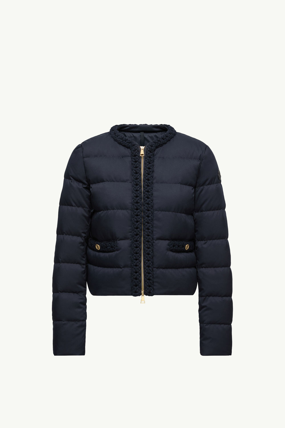 Maur Wool-Trimmed Short Down Jacket Women Navy Blue Moncler 2