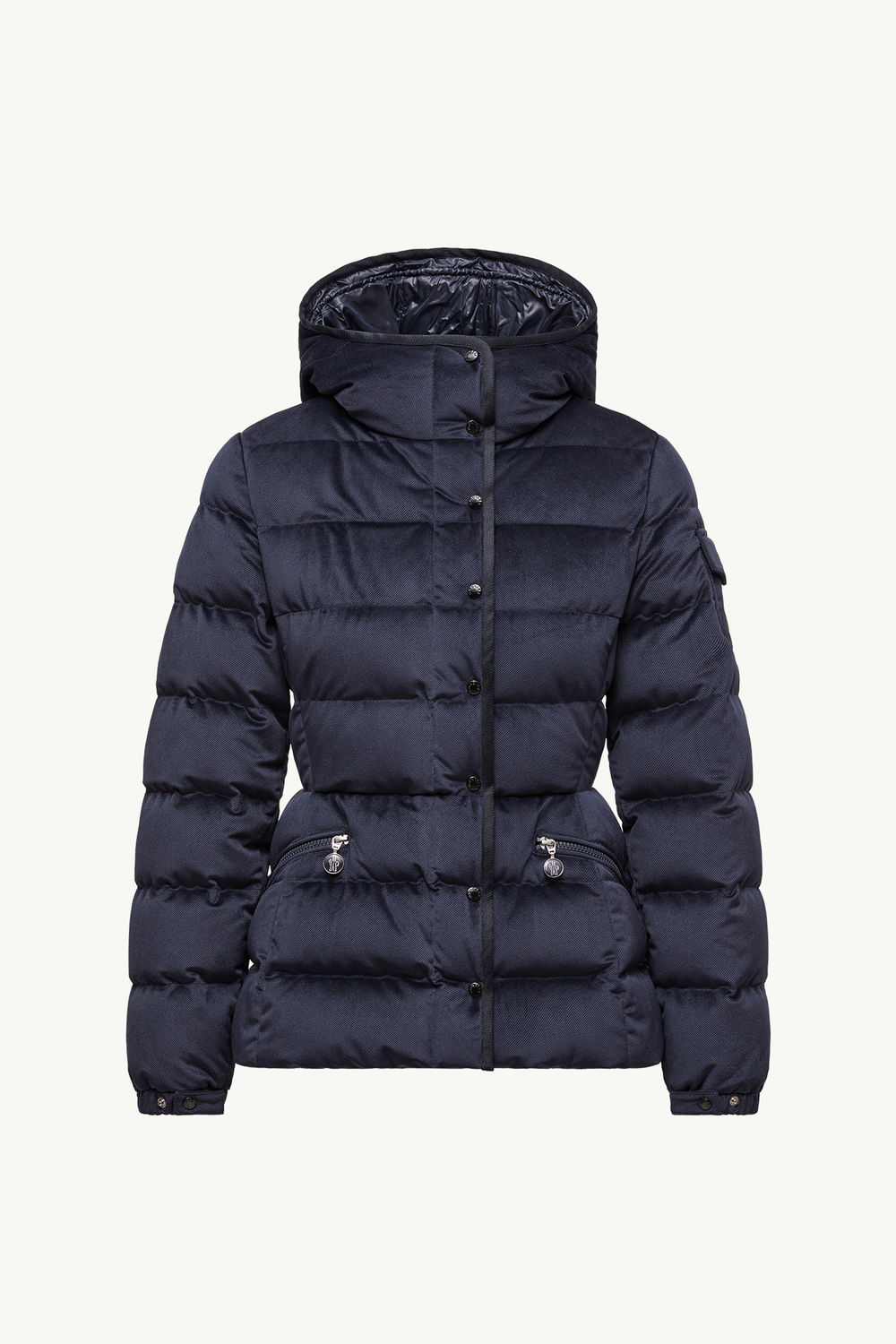 Barante Hooded Velour Short Down Jacket Women Blue Moncler 2