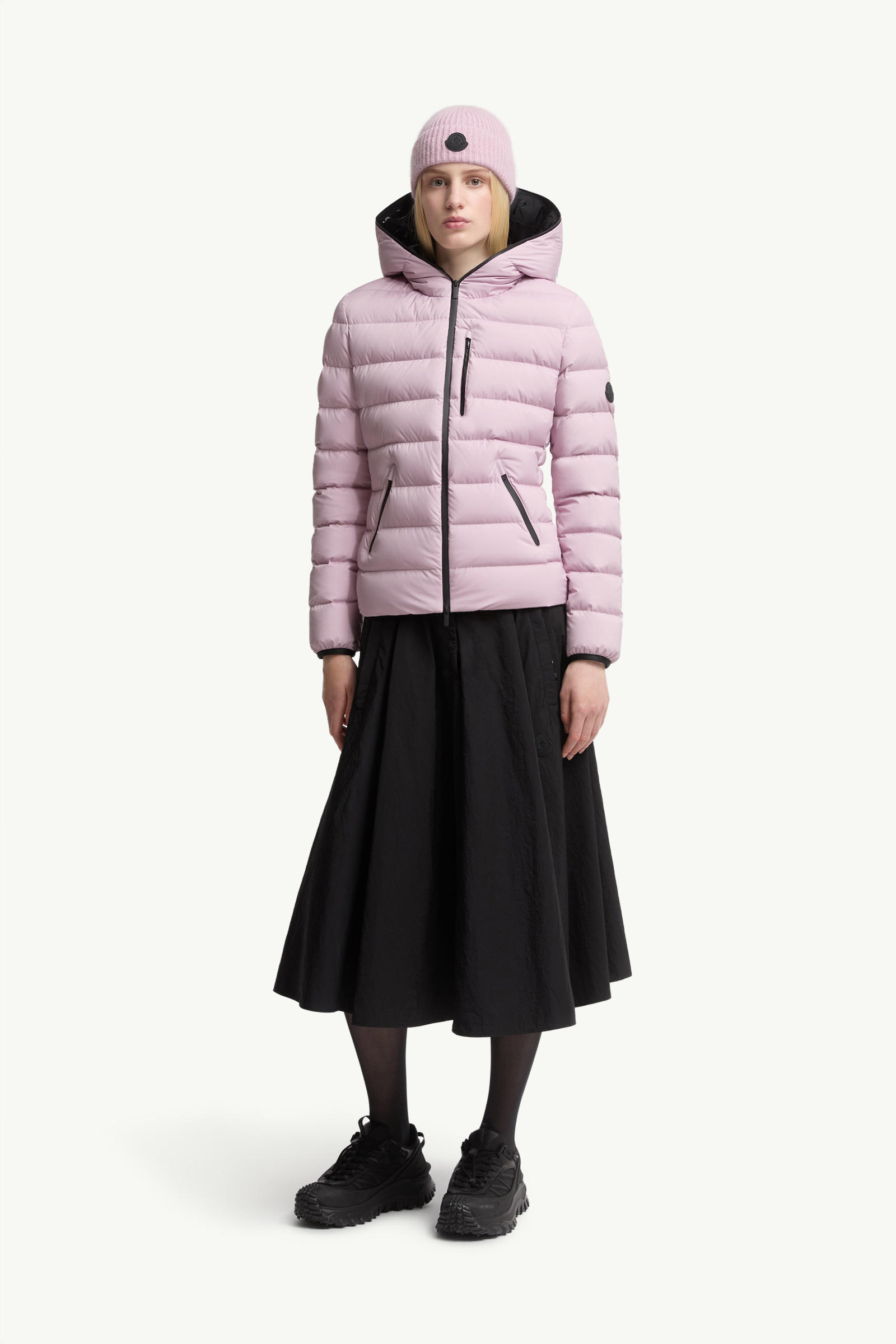 Herbe Hooded Short Down Jacket Women Pink Moncler 0