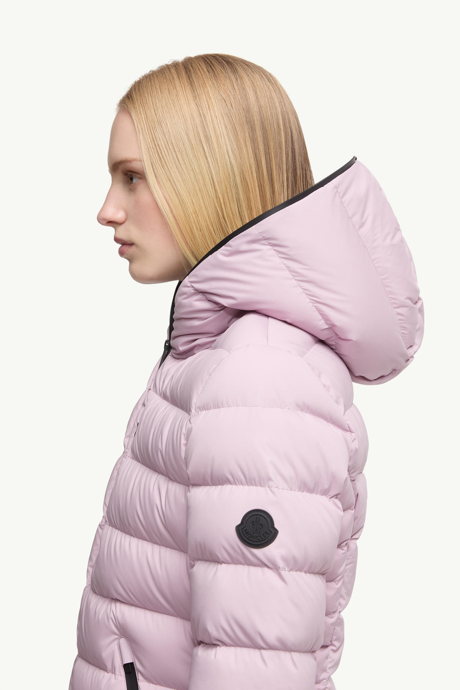 Herbe Hooded Short Down Jacket Women Pink Moncler 1