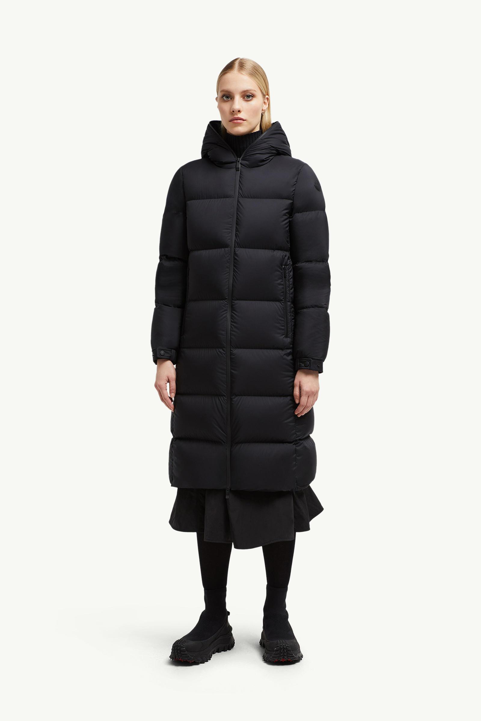 Arredoun Hooded Long Down Jacket Women Black Moncler 3