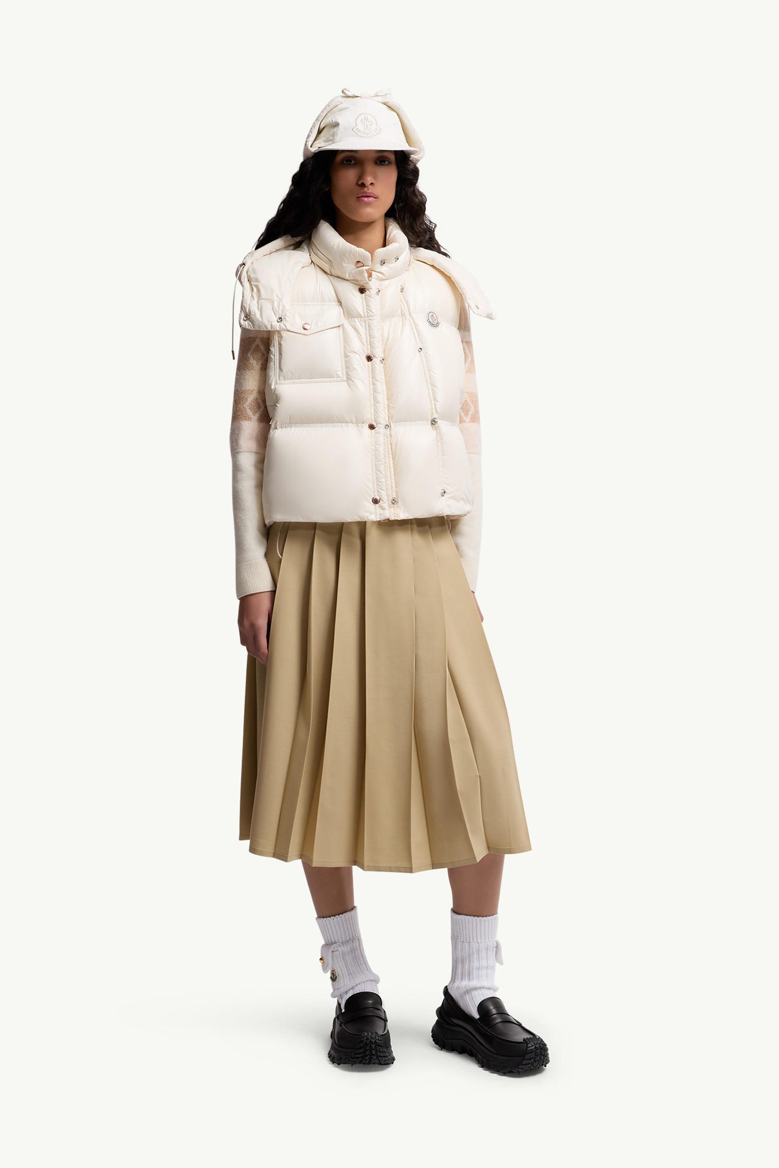 Pario Hooded Down Gilet Women White Moncler 0