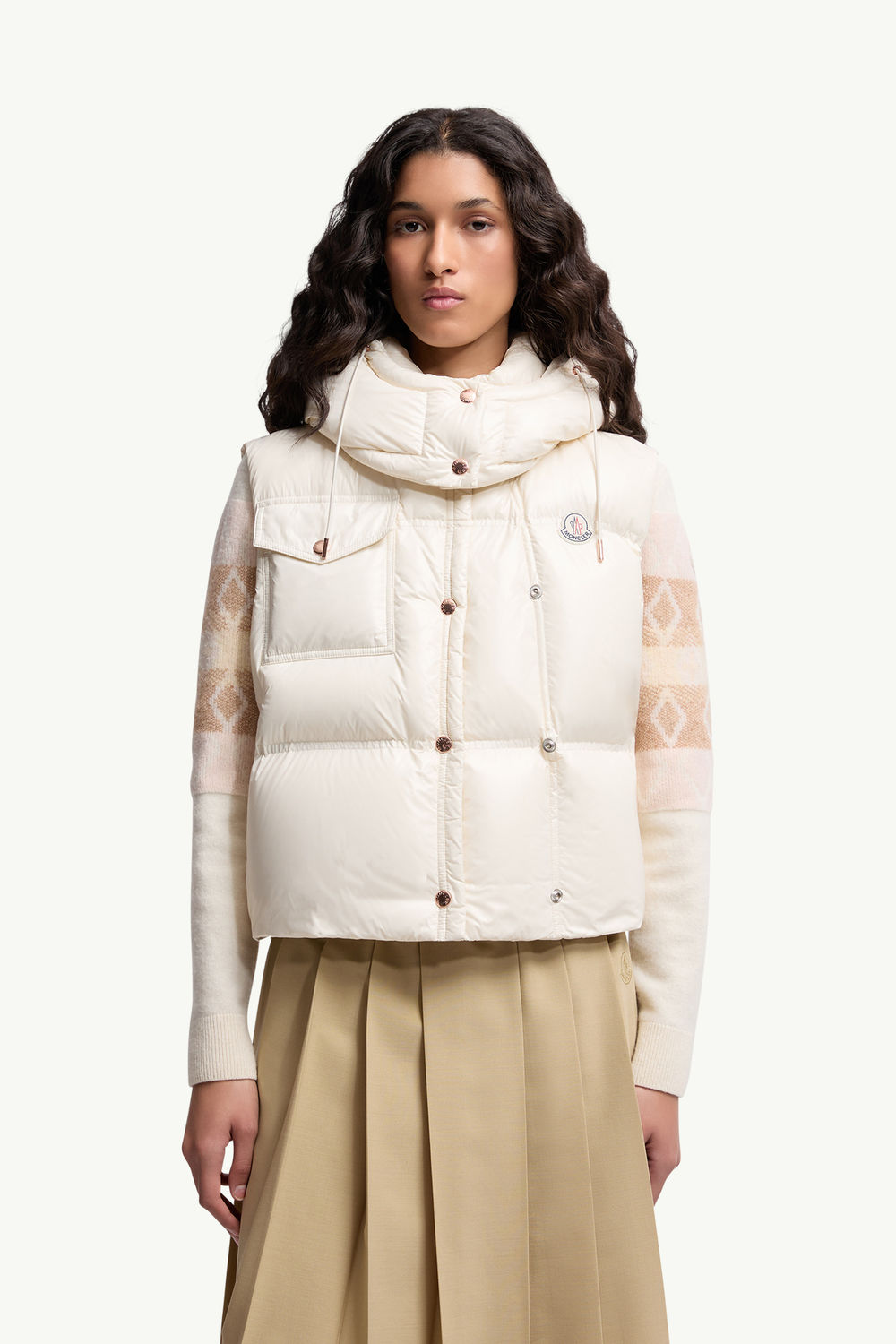 Pario Hooded Down Gilet Women White Moncler 3