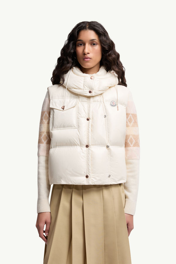 Pario Hooded Down Gilet Women White Moncler 3