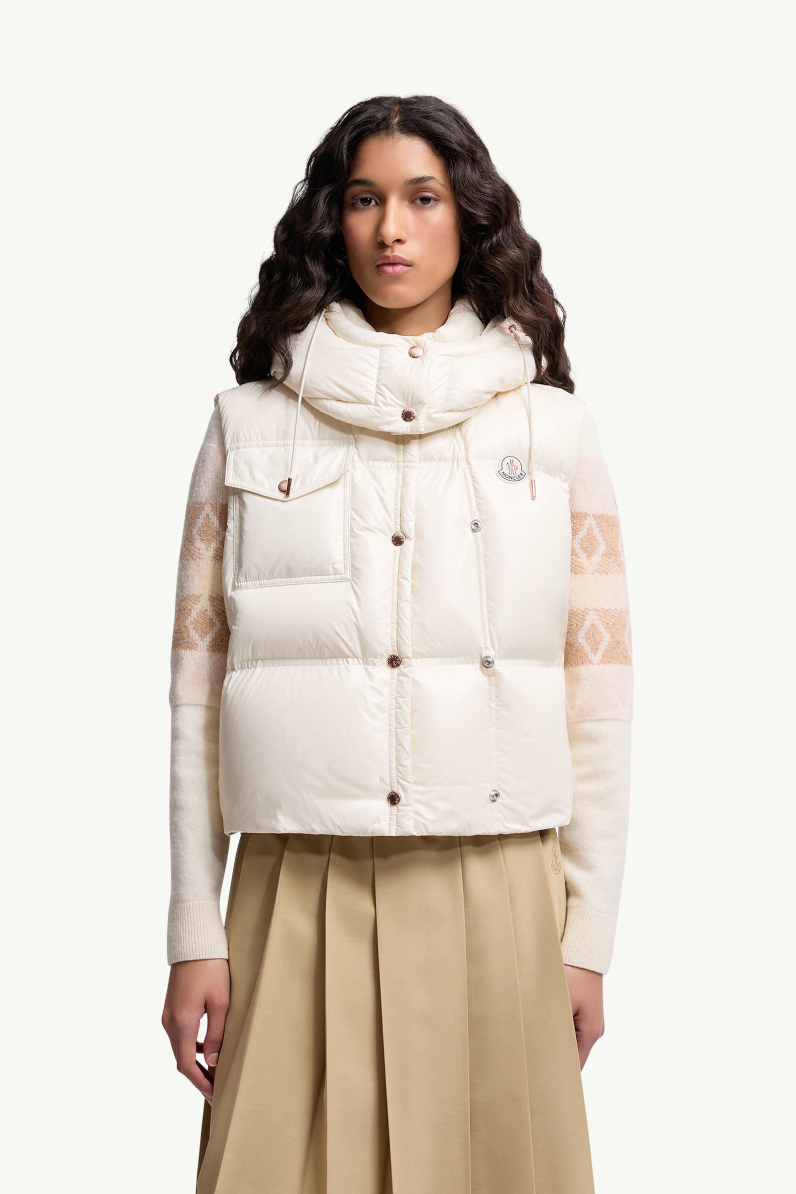 Pario Hooded Down Gilet Women White Moncler 3