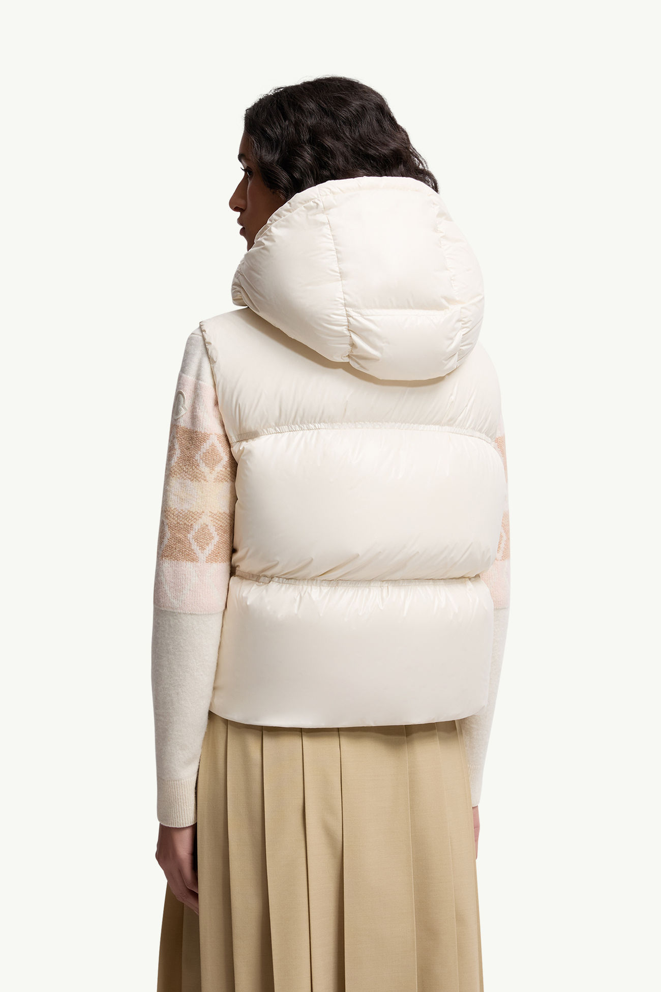 Gilet Imbottito Pario con Cappuccio Donna Bianco Moncler 4