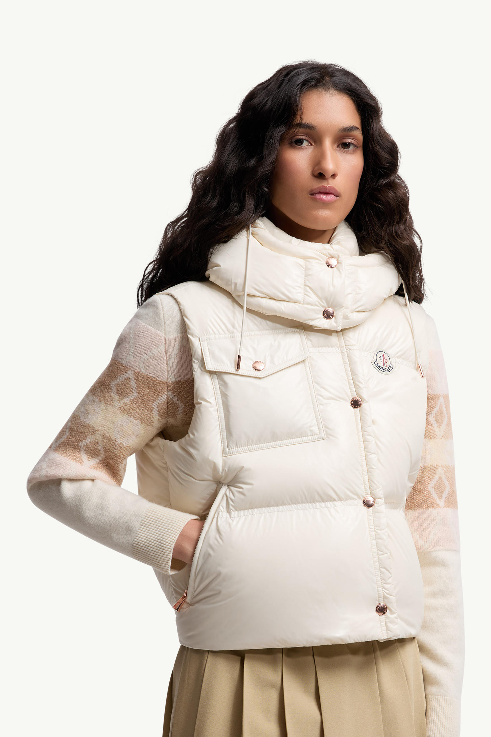 Pario Hooded Down Gilet Women White Moncler 5