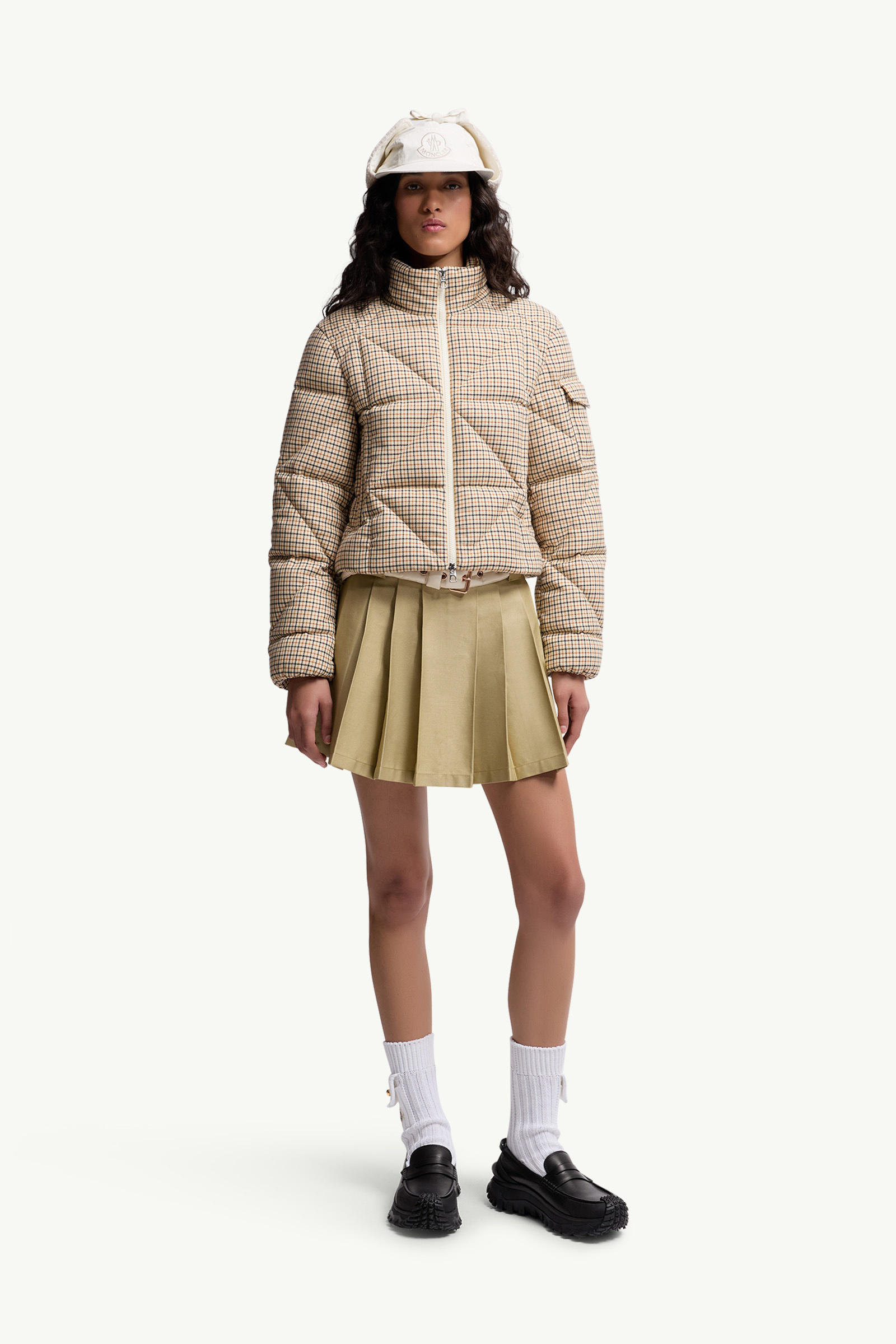 Keros rautenförmig gesteppte kurze Daunenjacke aus einer Wollmischung Damen Beige Moncler 0