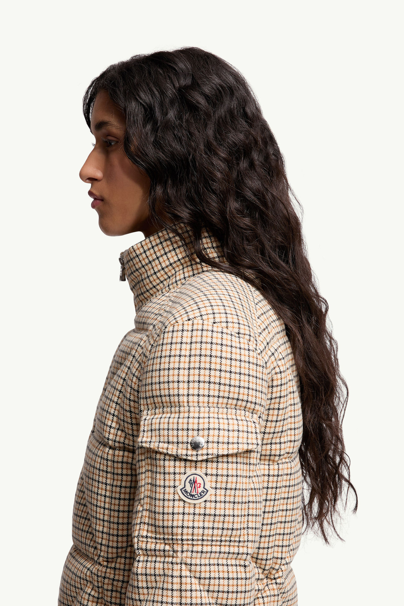 Keros女士菱形绗缝羊毛混纺短款羽绒夹克外套 女士 米色 Moncler 1