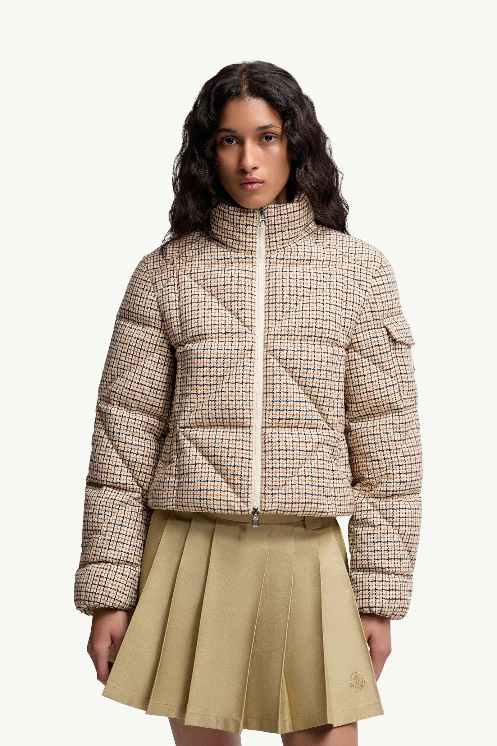 Beige Keros Diamond-Quilted Wool Blend Short Down Jacket