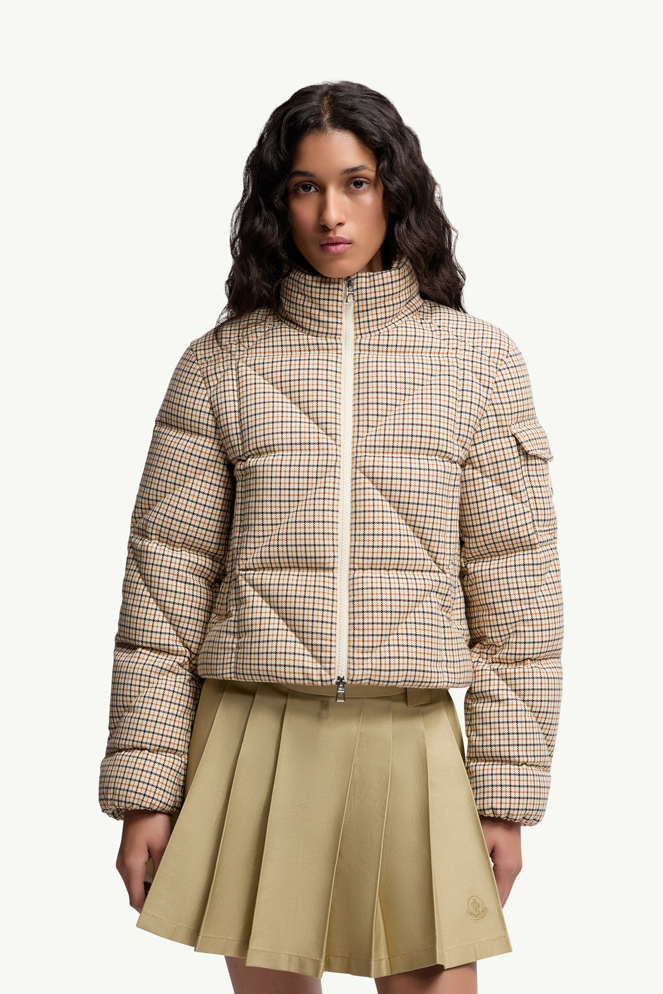 Keros女士菱形绗缝羊毛混纺短款羽绒夹克外套 女士 米色 Moncler 3