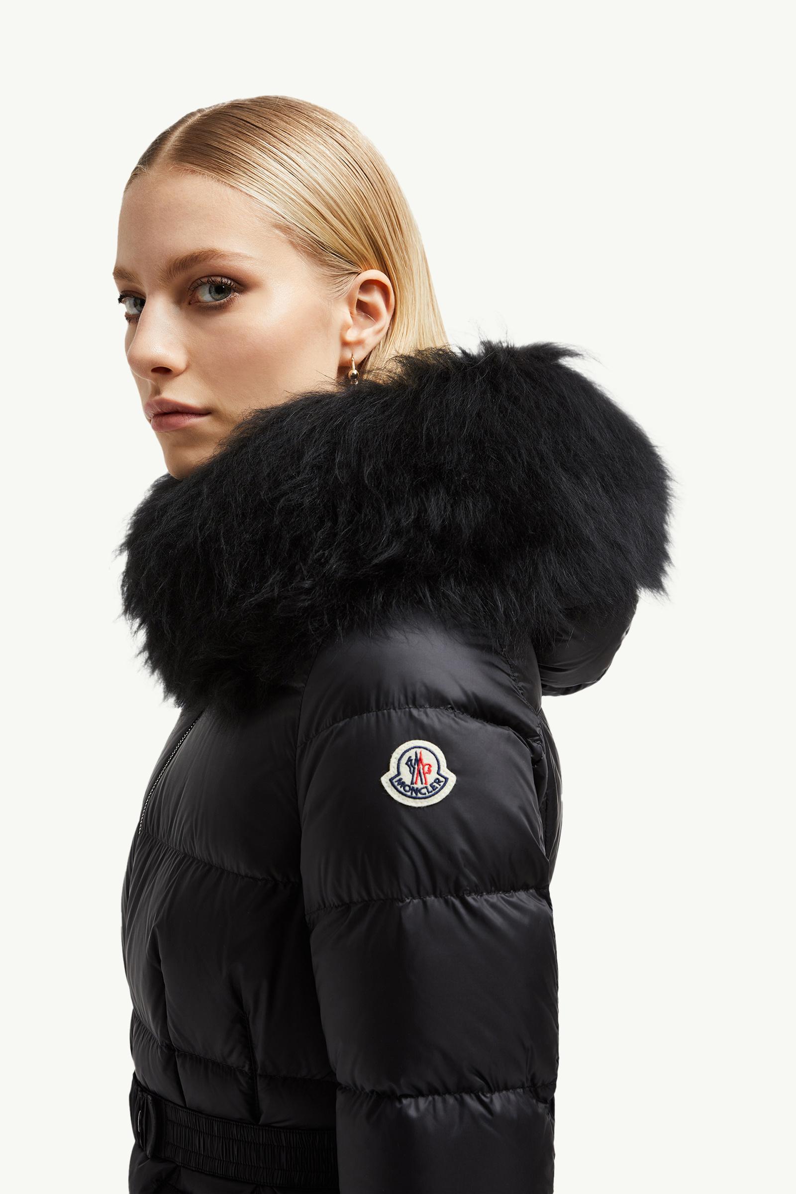 Boed Hooded Shearling-Trimmed Short Down Jacket Women Black Moncler 1