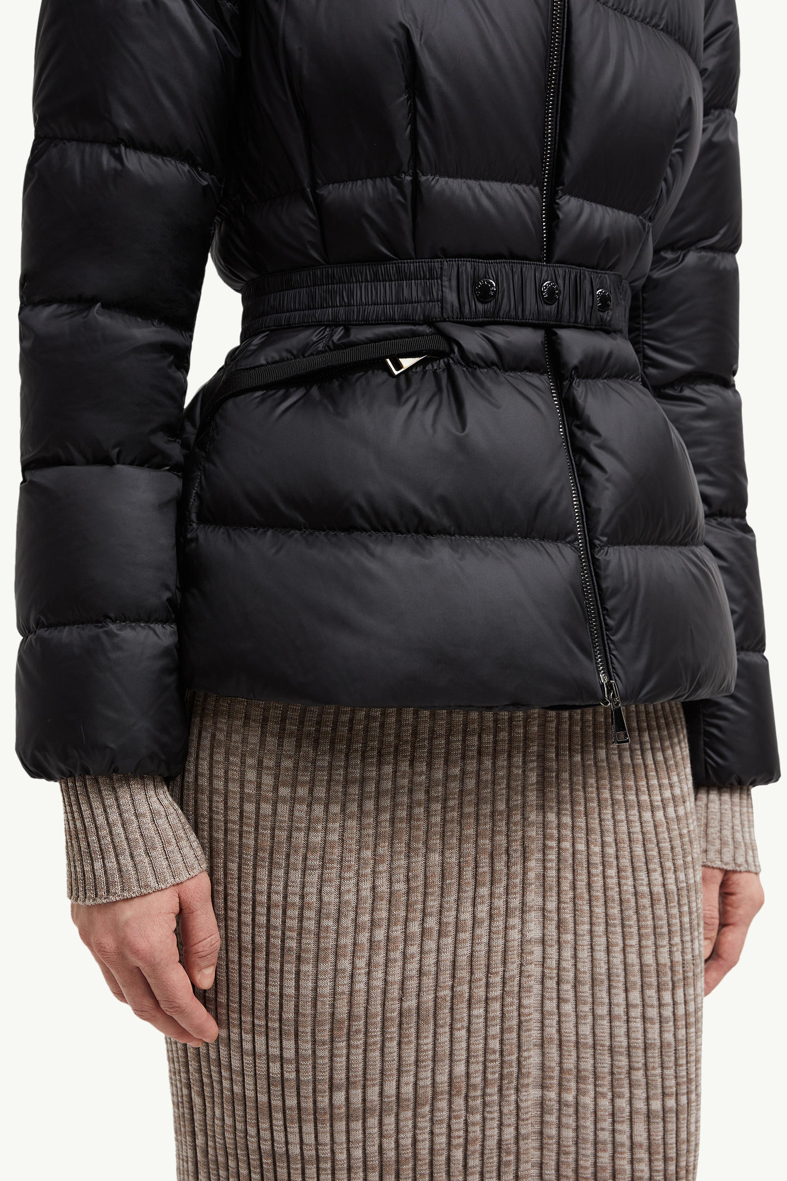Boed Hooded Shearling-Trimmed Short Down Jacket Women Black Moncler 5