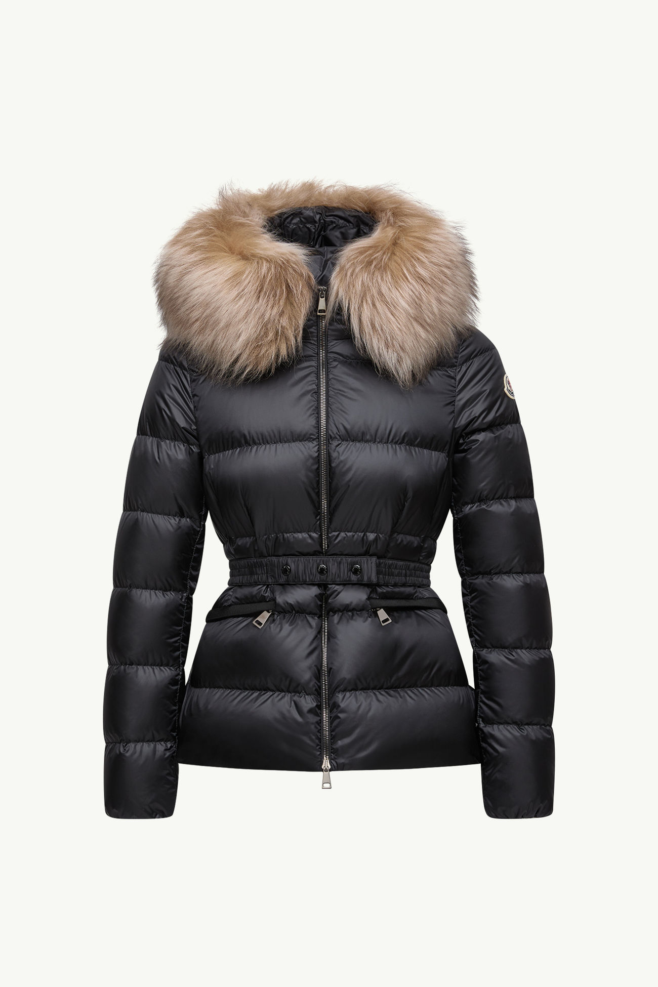Boed連帽羔羊毛飾邊短身羽絨外套 女士 黑色和米色 Moncler 2