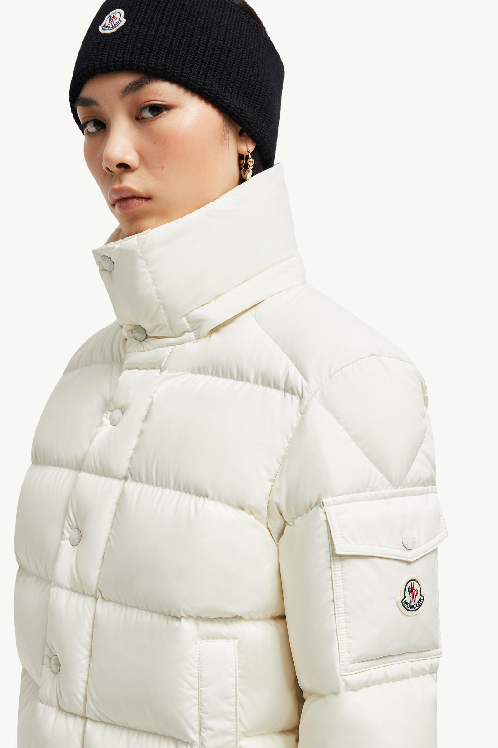 Moncler Maya 70 Hooded Short Down Jacket Women White Moncler 1