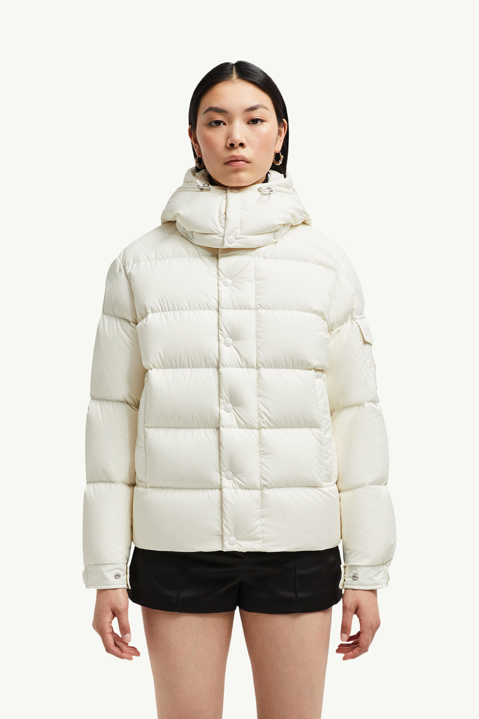 Moncler Maya 70 Hooded Short Down Jacket Women White Moncler 3