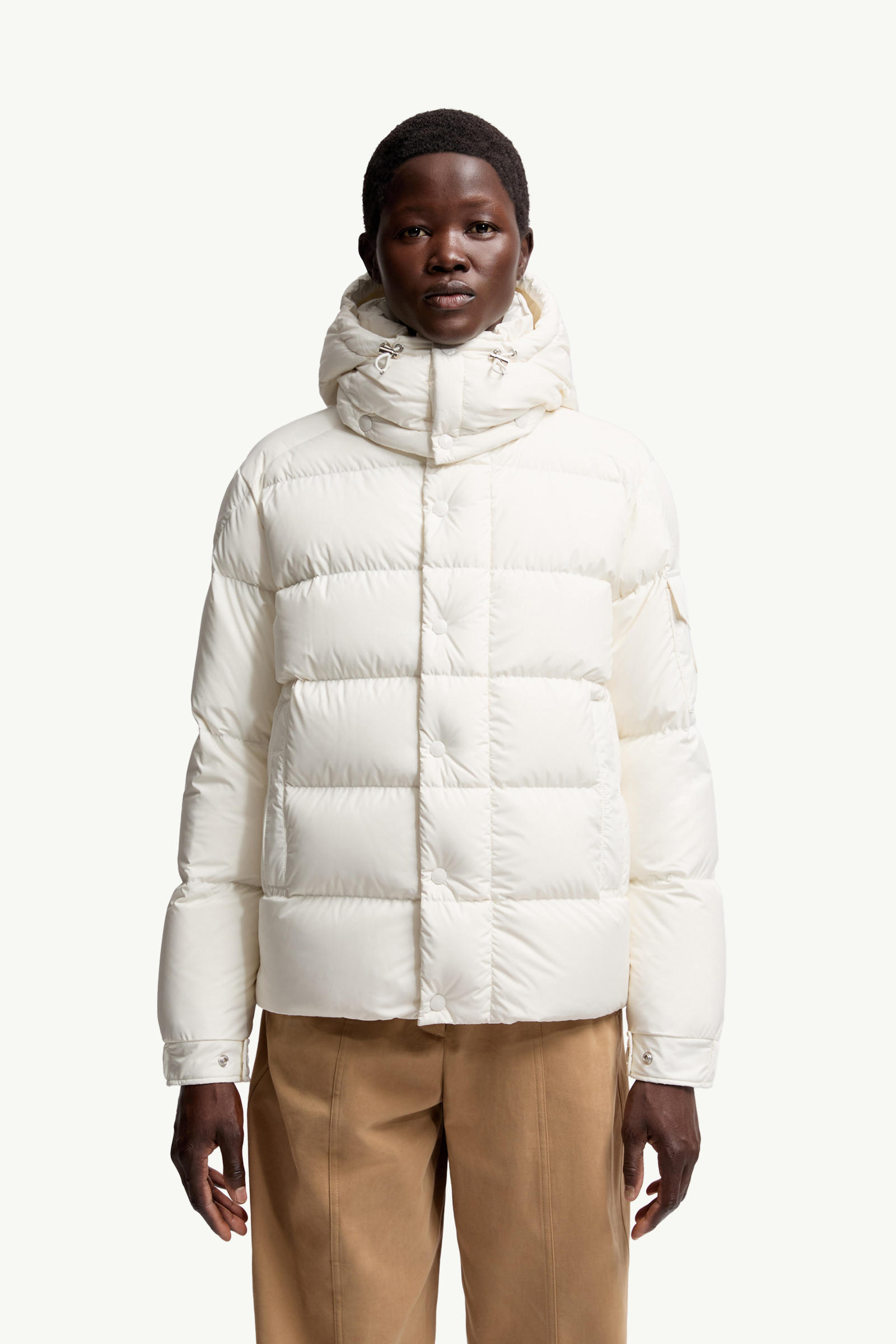 Piumino corto Moncler Maya 70 con cappuccio Donna Bianco Moncler 3