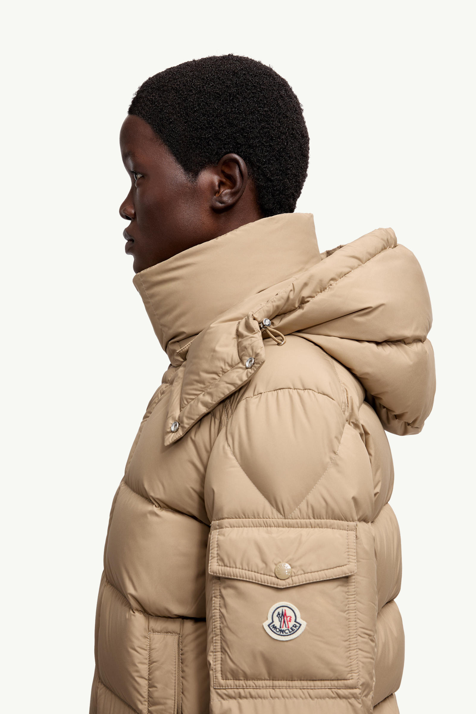 Moncler Maya 70 Hooded Short Down Jacket Women Beige Moncler 1