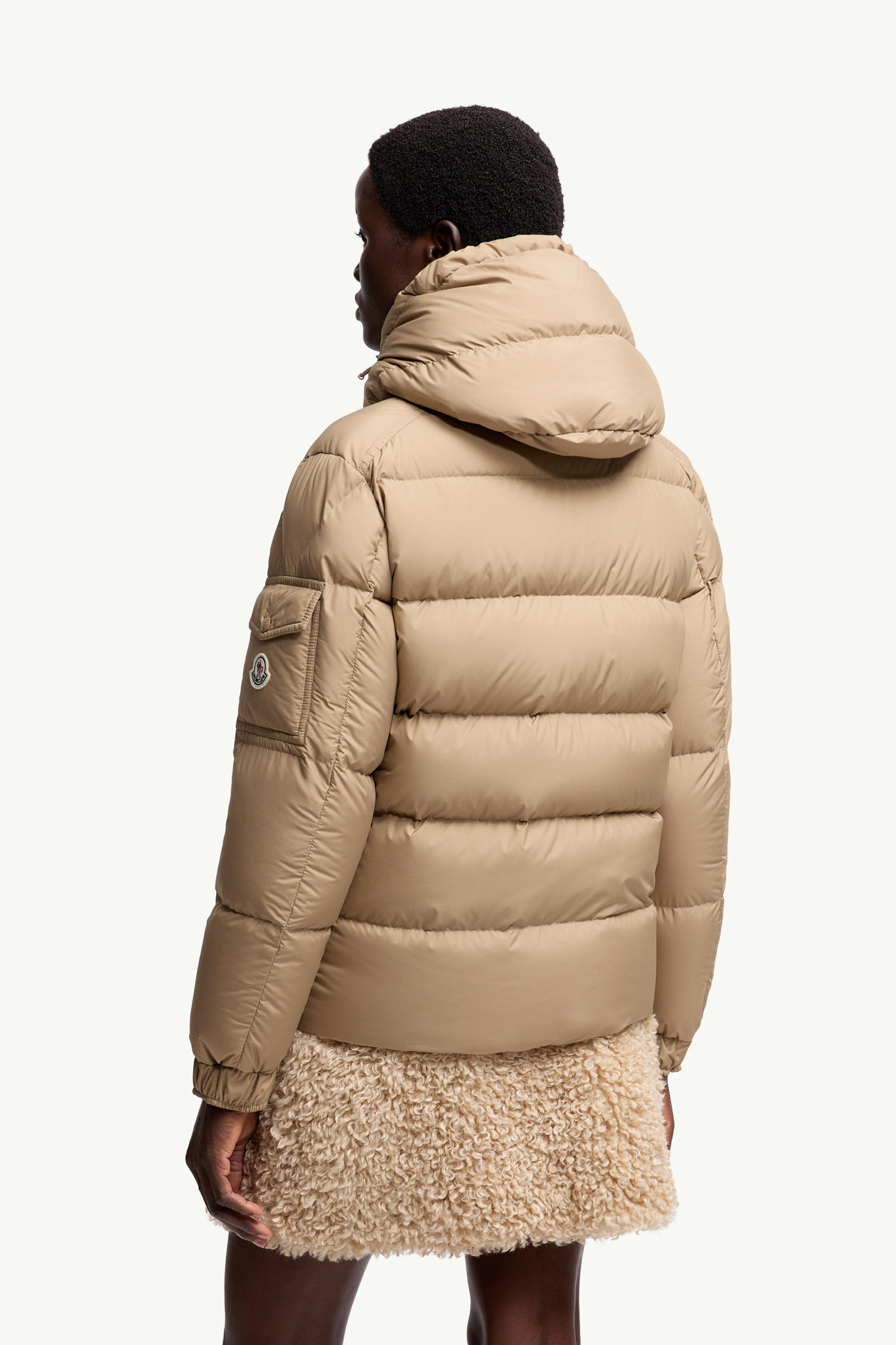 Moncler Maya 70 Hooded Short Down Jacket Women Beige Moncler 4