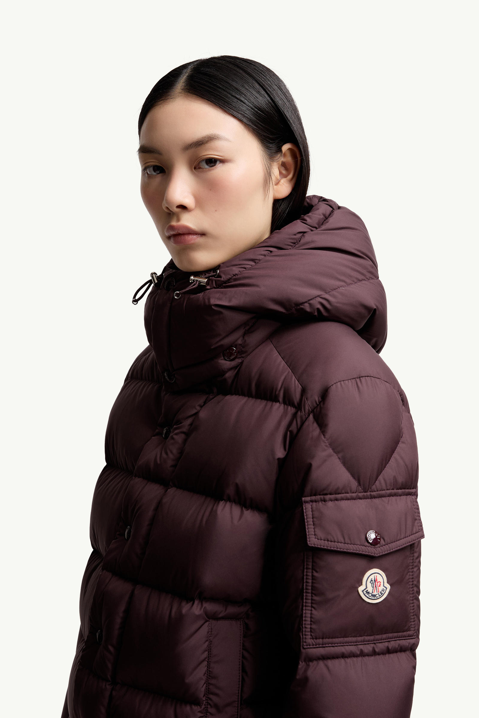 Moncler Maya 70連帽短身羽絨外套 女士 酒紅色 Moncler 1