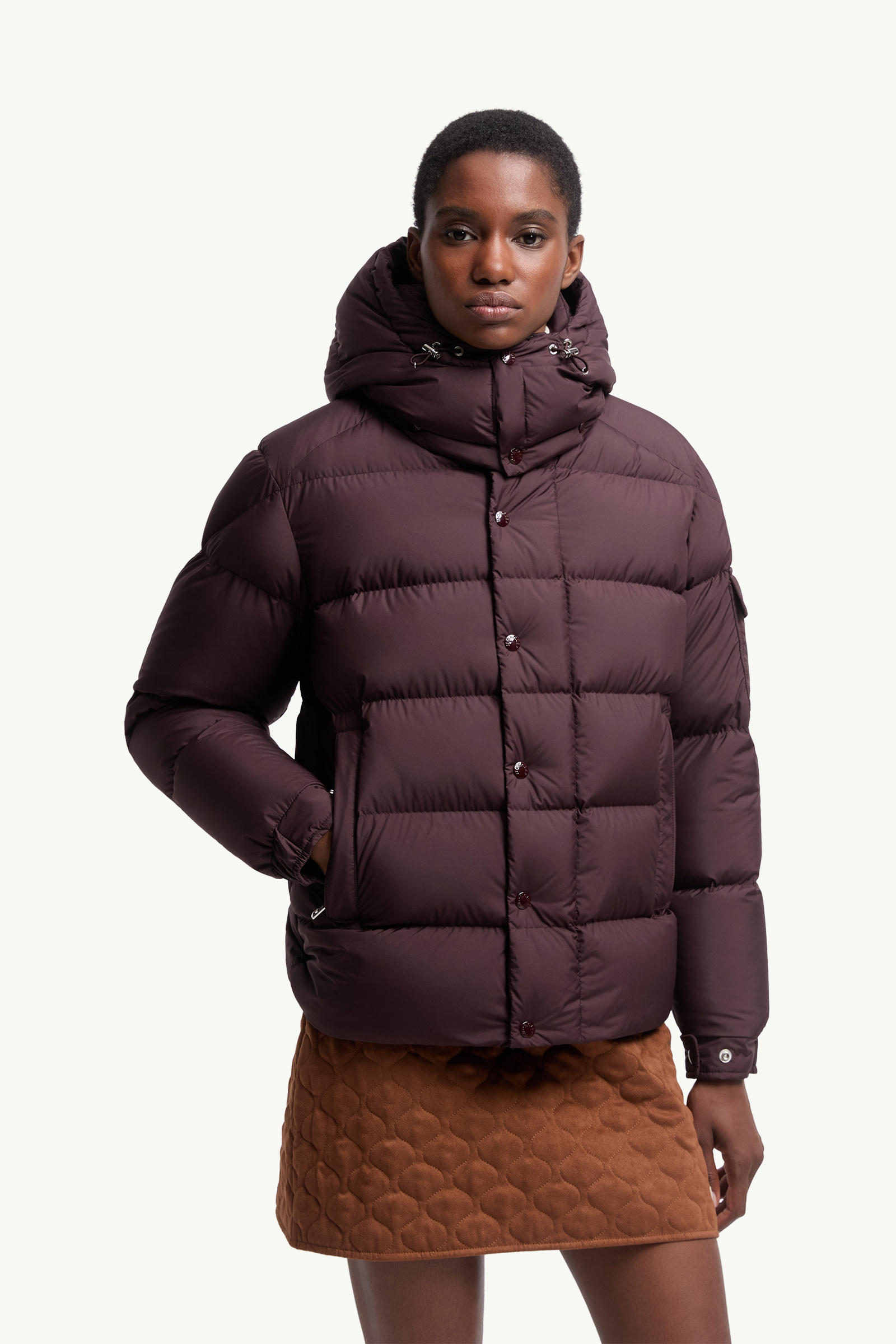 Moncler Maya 70 Hooded Short Down Jacket Women Burgundy Moncler 3