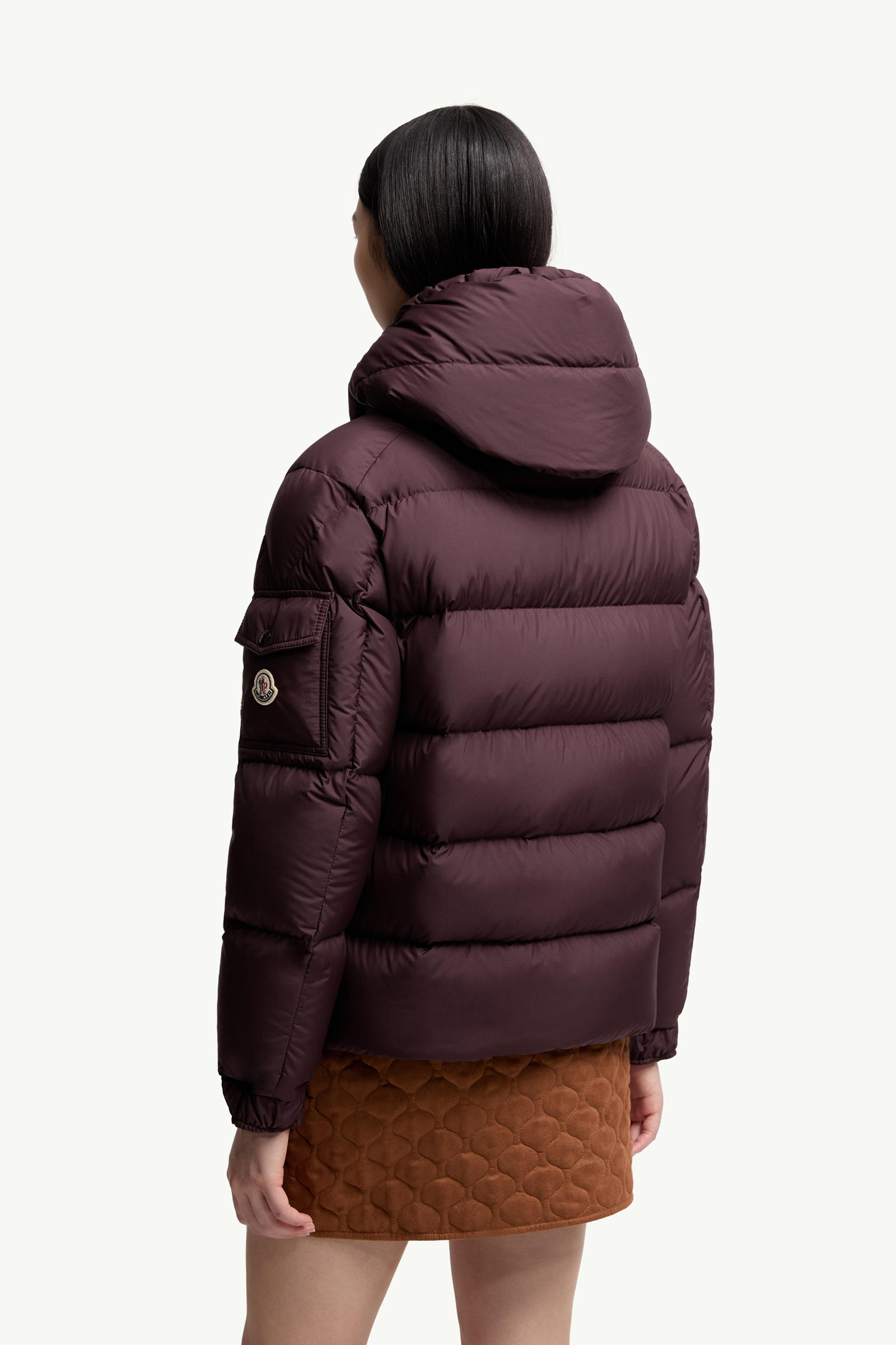 Moncler Maya 70 kurze Daunenjacke mit Kapuze Damen Burgunderrot Moncler 4