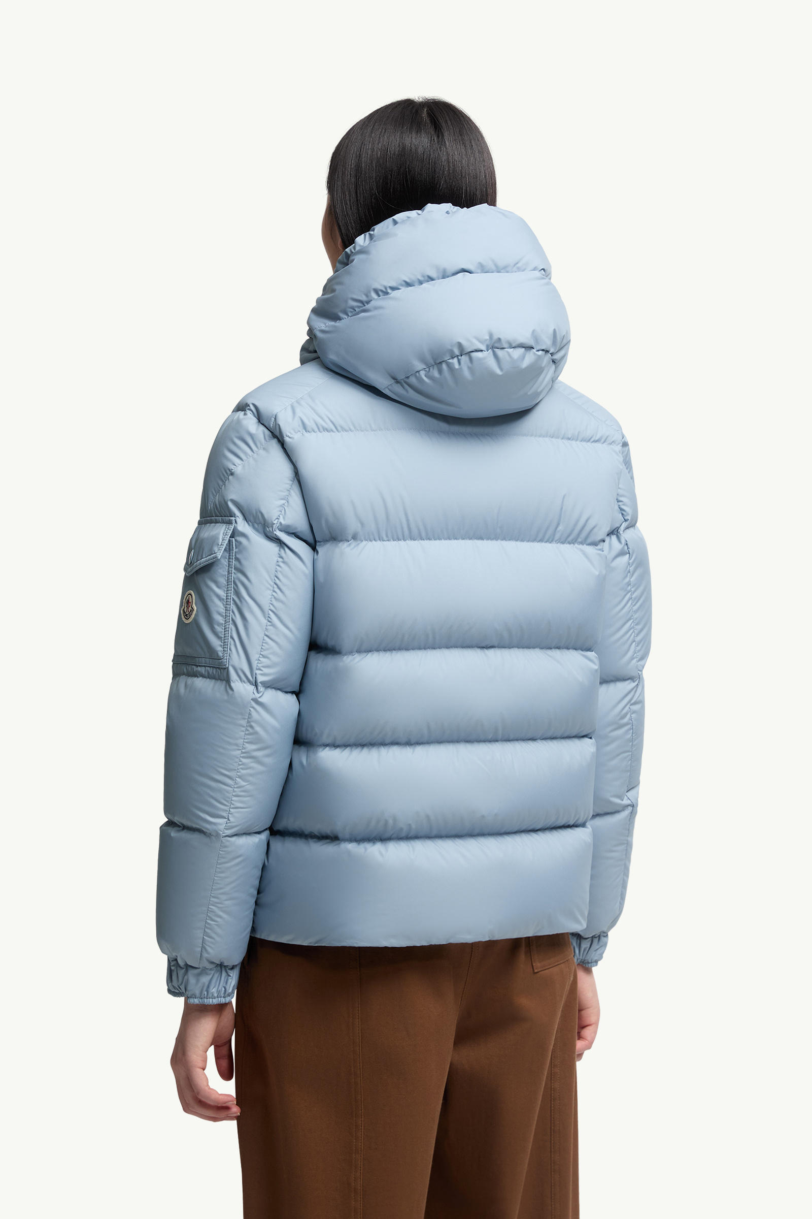 Moncler Maya 70 Hooded Short Down Jacket Women Light Blue Moncler 4