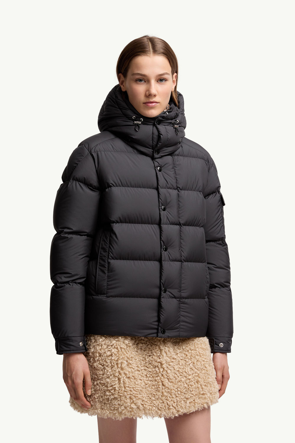 Moncler Maya 70 Hooded Short Down Jacket Women Black Moncler 3