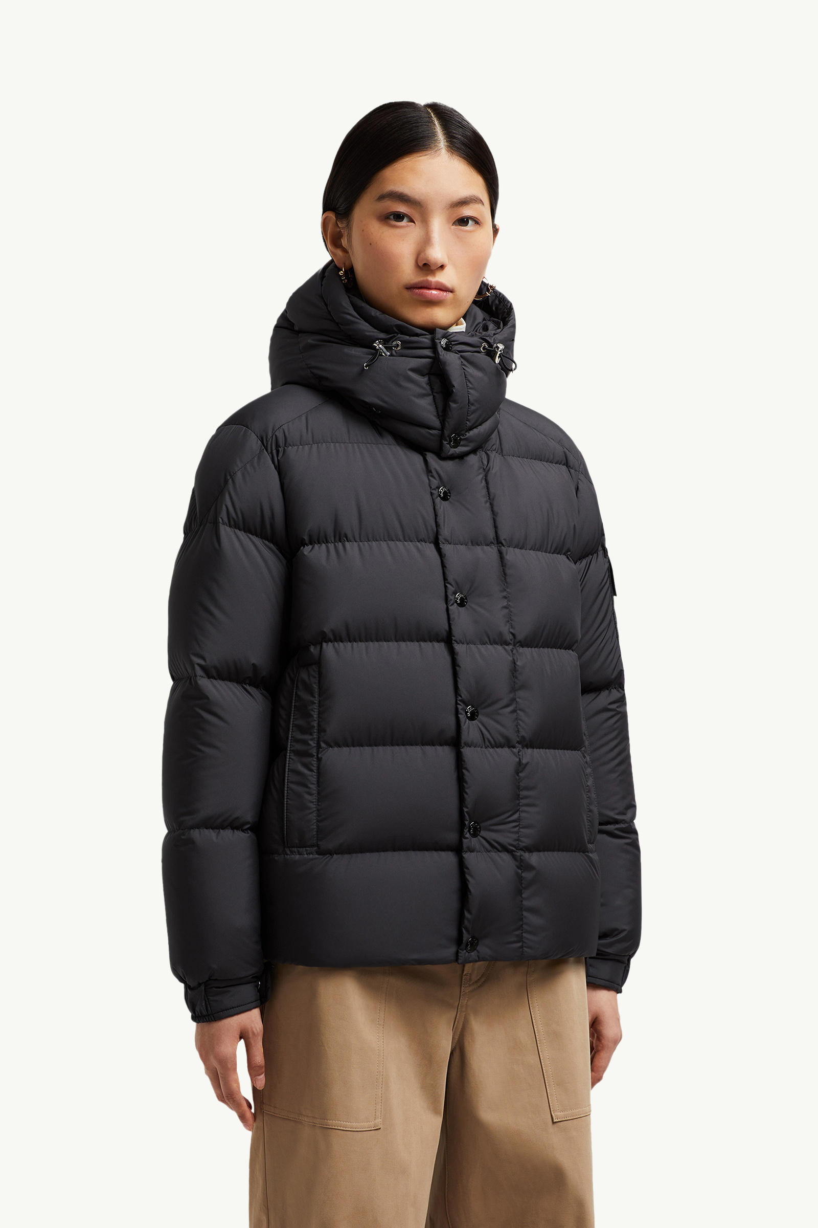 Moncler Maya 70 Hooded Short Down Jacket Women Black Moncler 3