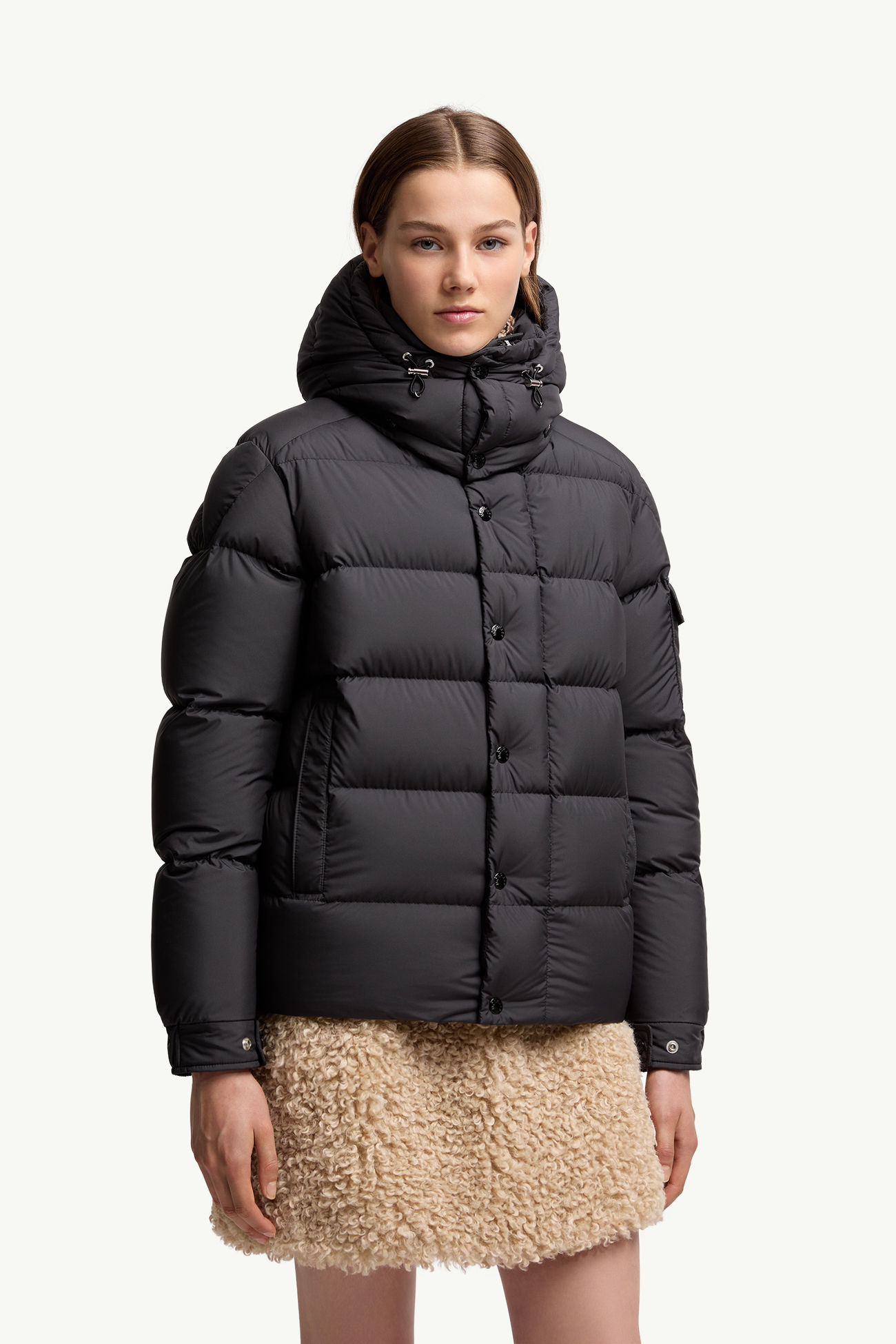 Moncler Maya 70 kurze Daunenjacke mit Kapuze Damen Schwarz Moncler 3