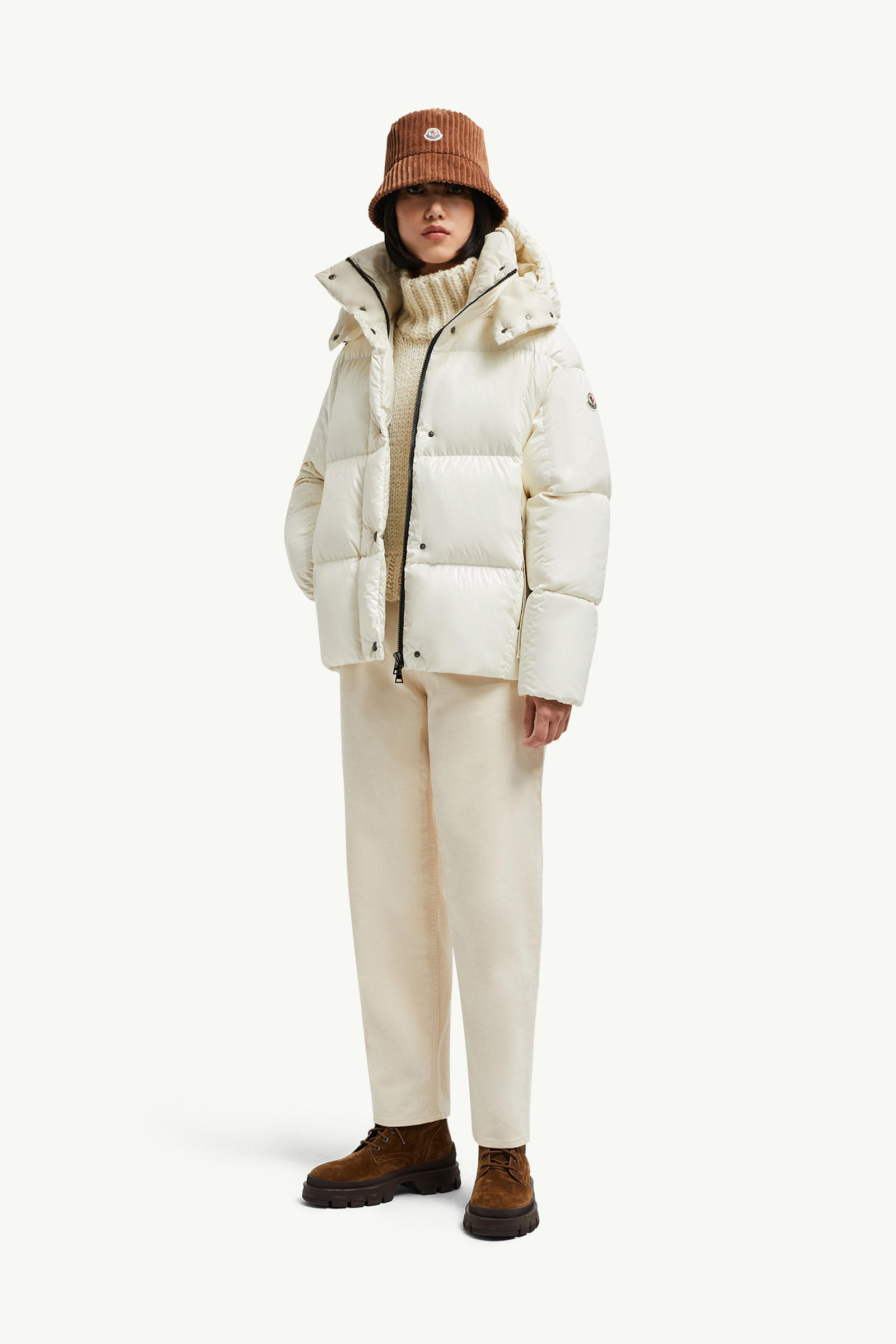 Parana Hooded Short Down Jacket Women White Moncler 0