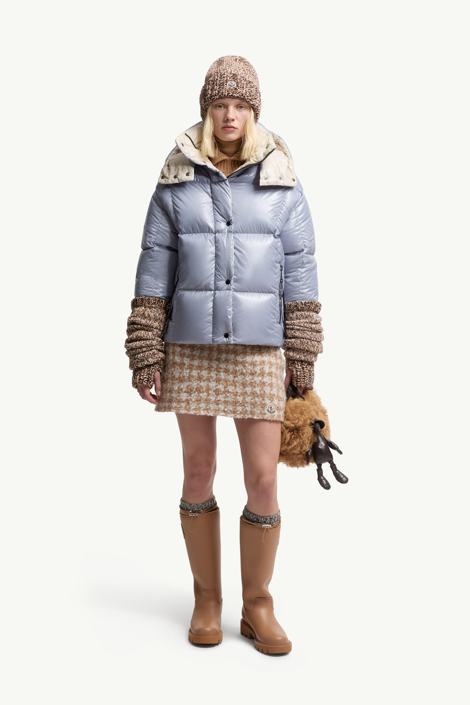 Parana Hooded Short Down Jacket Women Light Blue Moncler 0