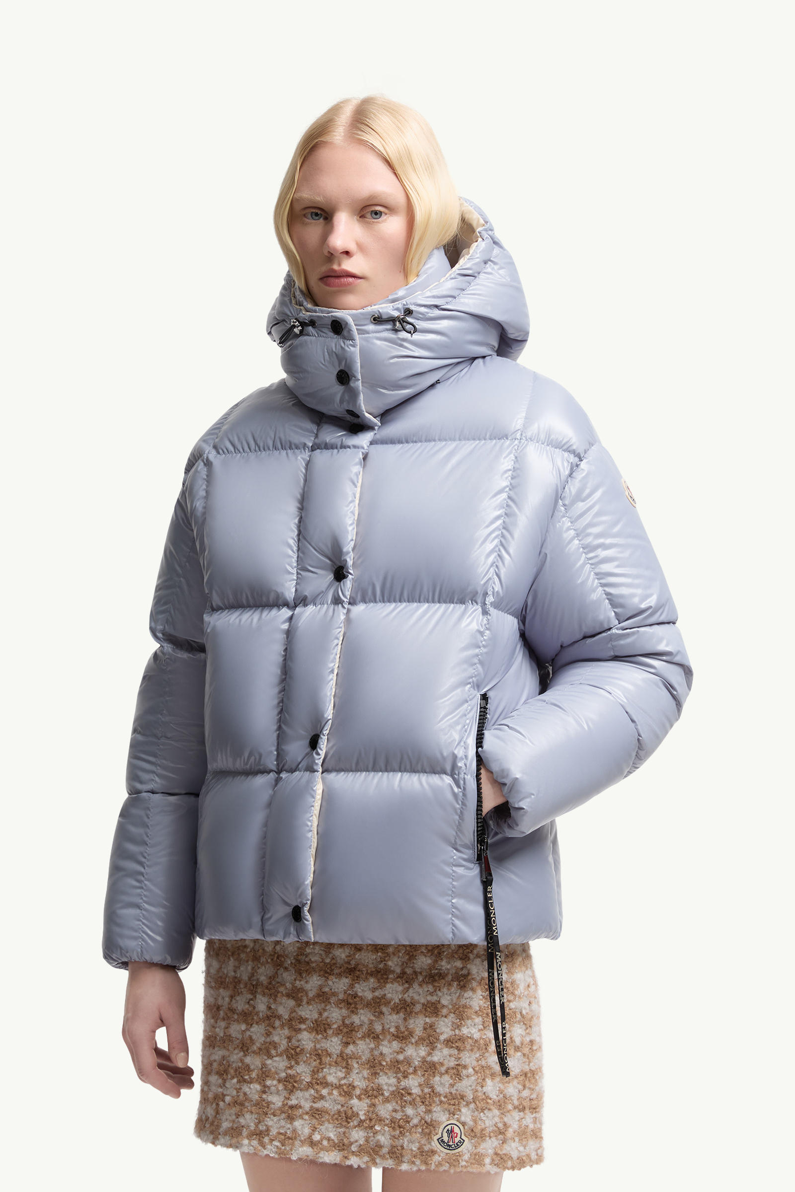 Parana Hooded Short Down Jacket Women Light Blue Moncler 3