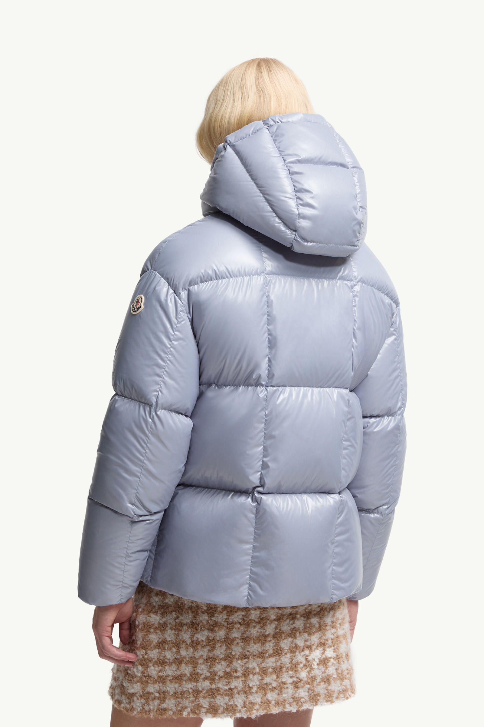 Parana Hooded Short Down Jacket Women Light Blue Moncler 4