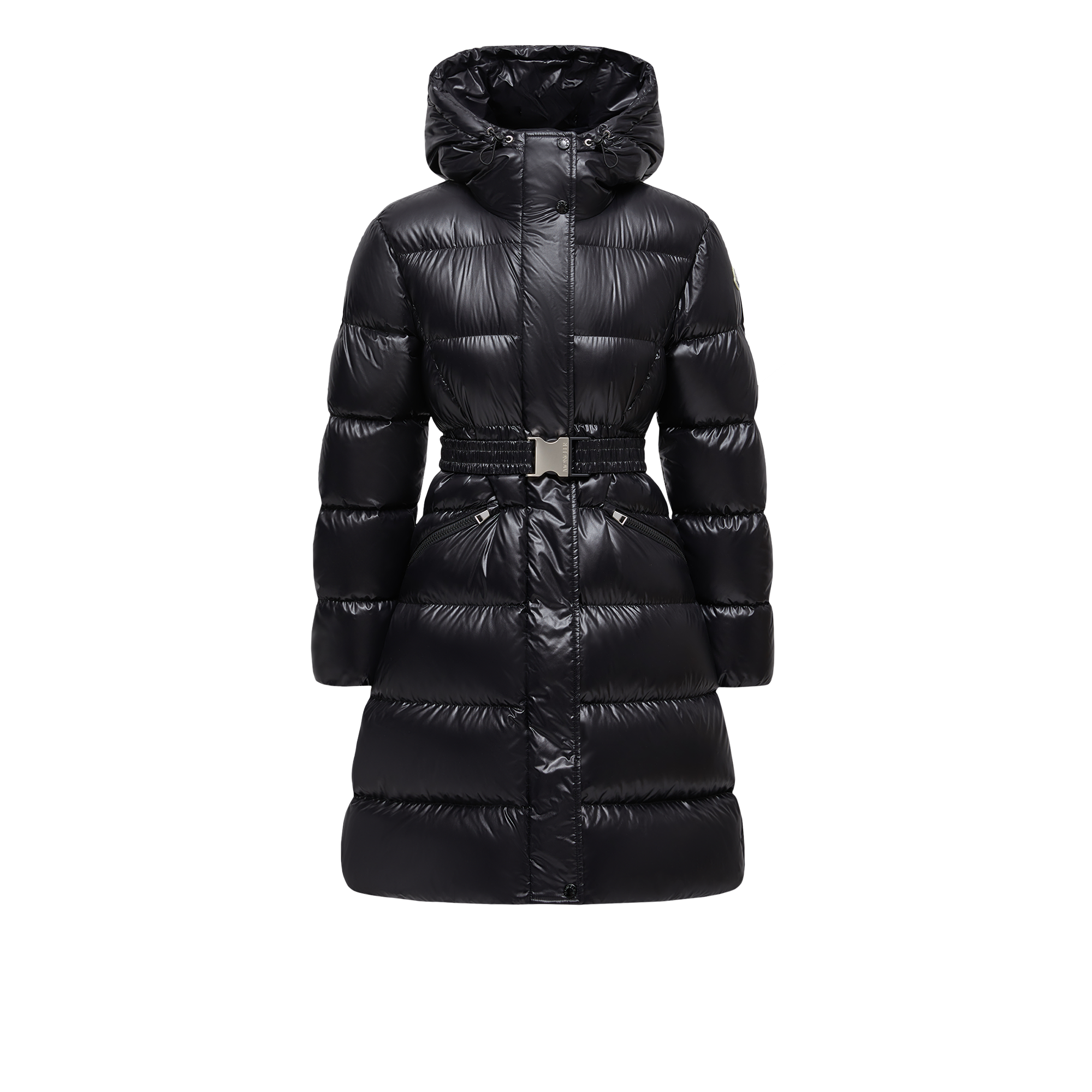 MONCLER COLLECTION Bellevue Hooded Long Down Jacket, Black, Size: 4