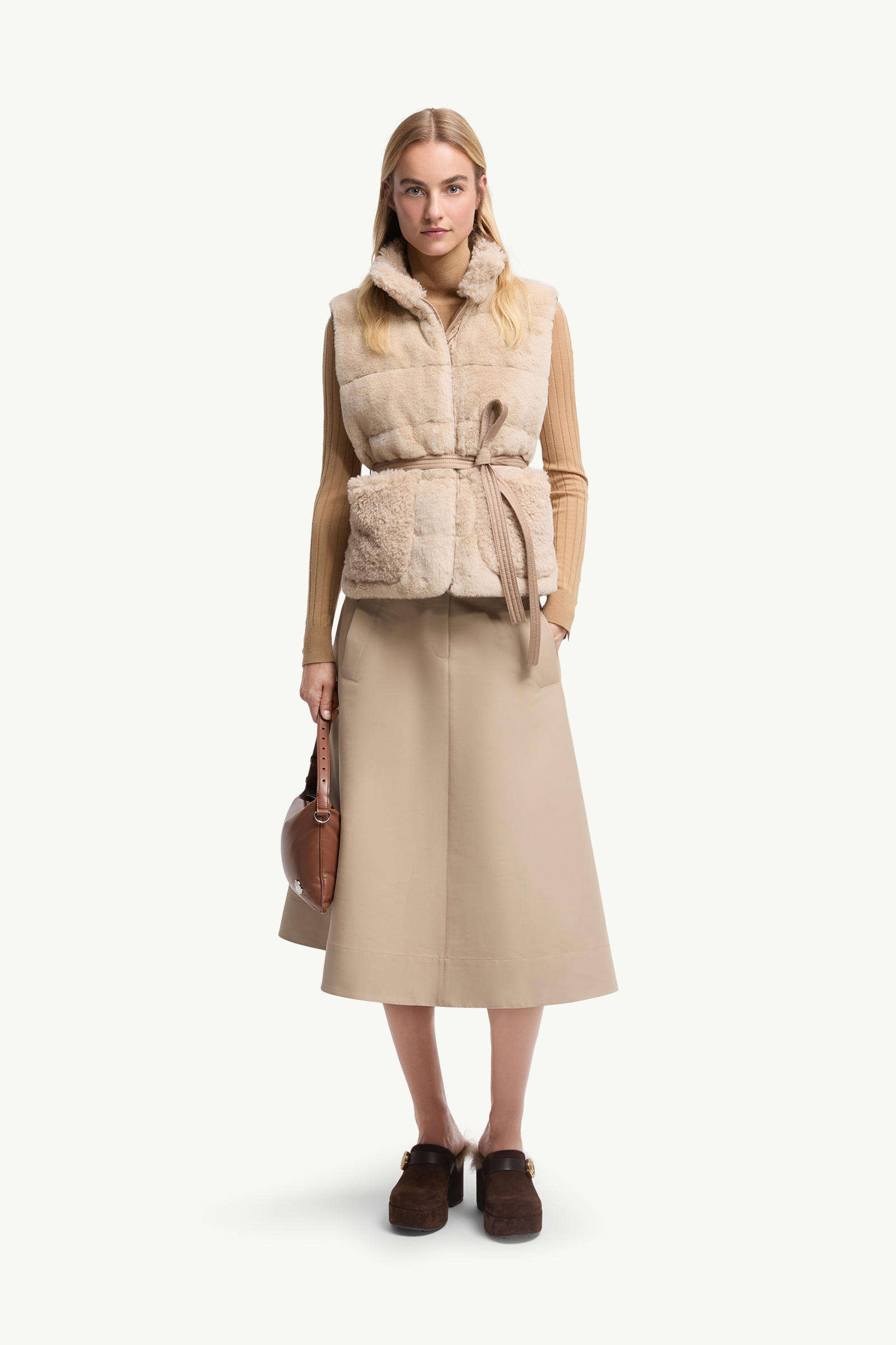 Joui Teddy Down Gilet Women Light Beige Moncler 0