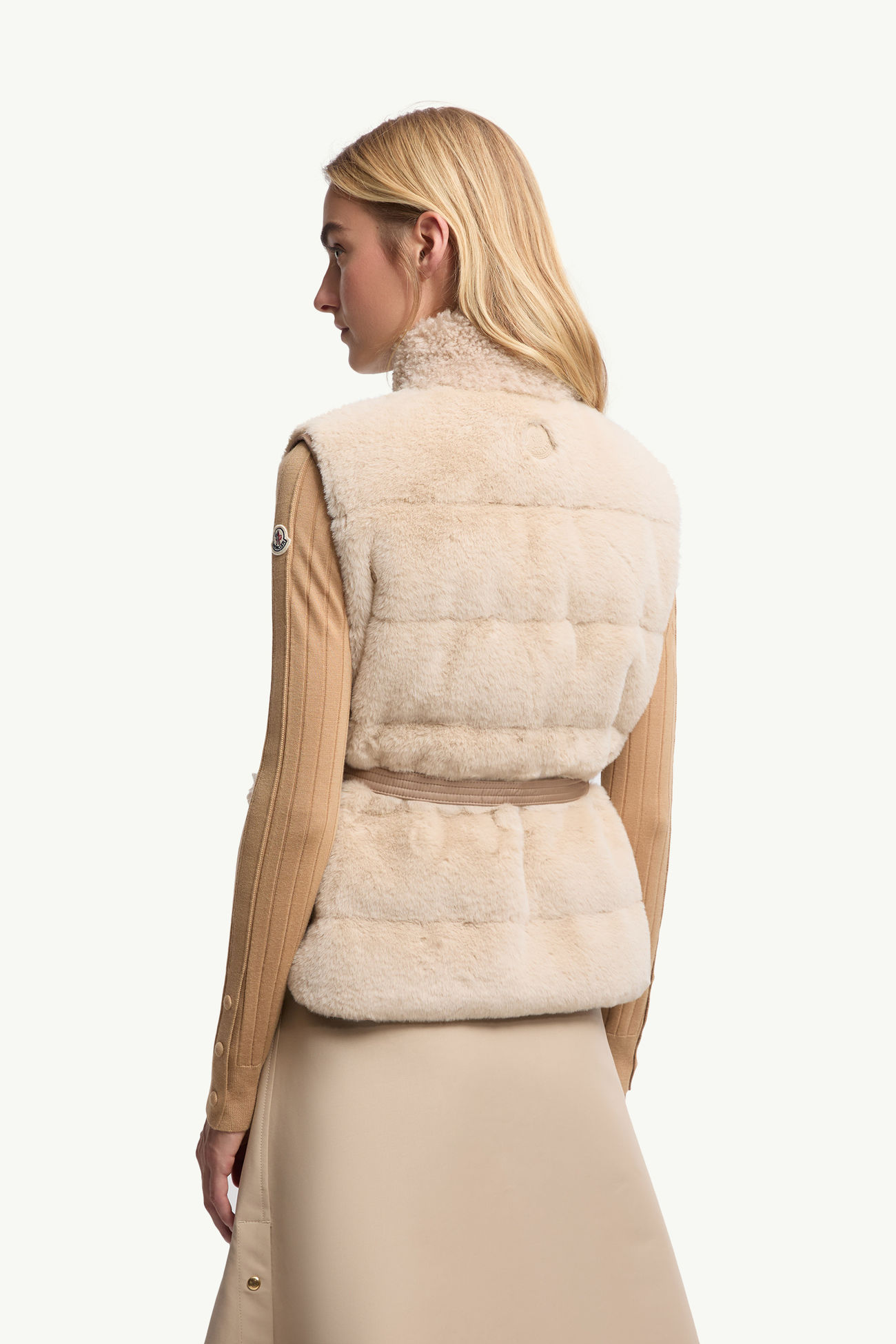 Doudoune sans manches en matière synthétique et teddy Joui Femmes Beige Clair Moncler 4