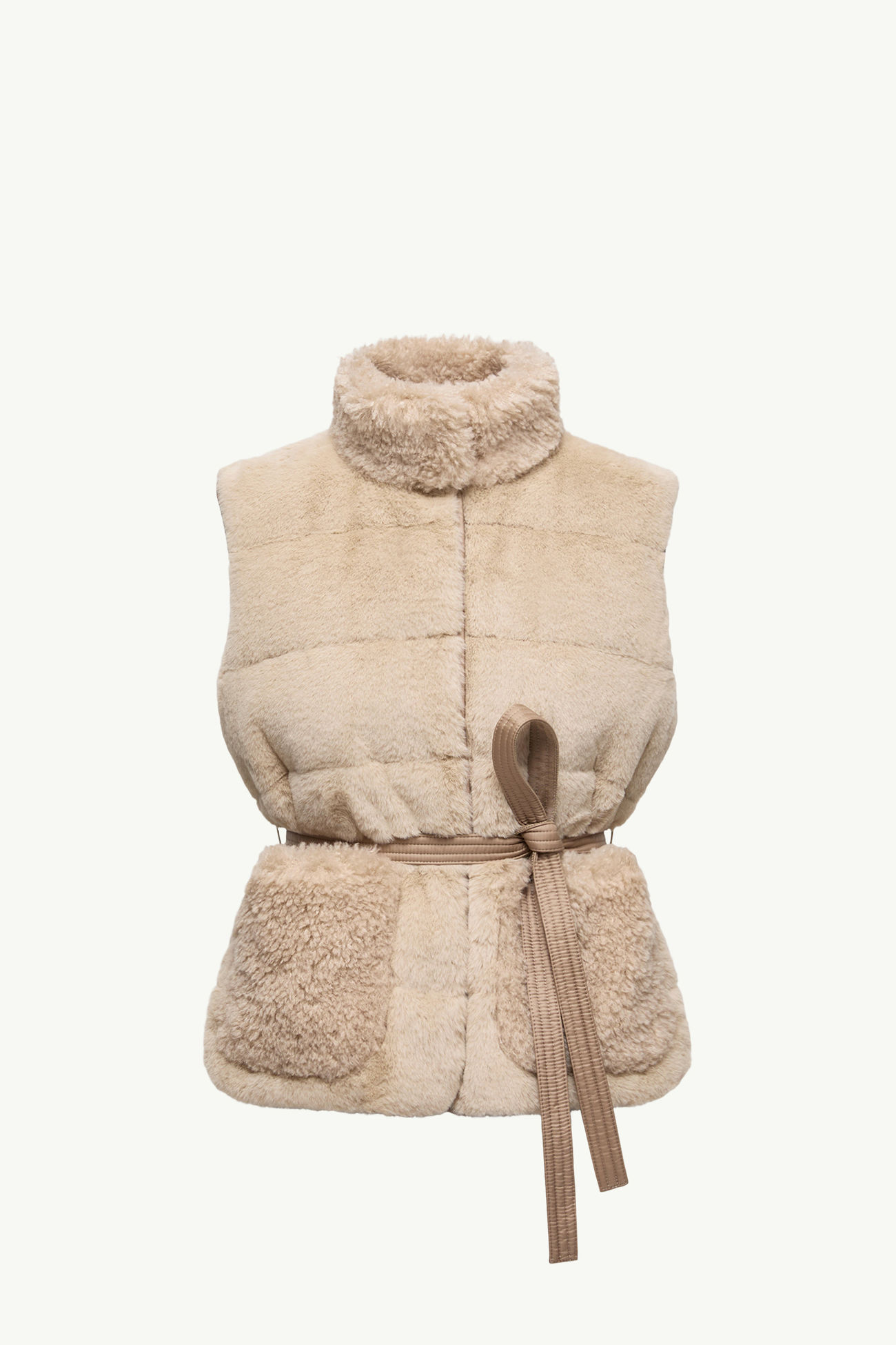 Joui Faux Fur & Teddy Down Vest Women Light Beige Moncler 2