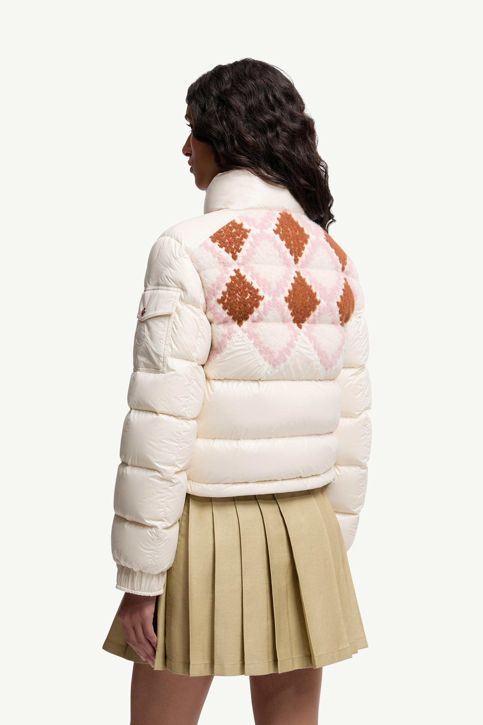 White & Pink Megara Wool-Trimmed Short Down Jacket - Short Down