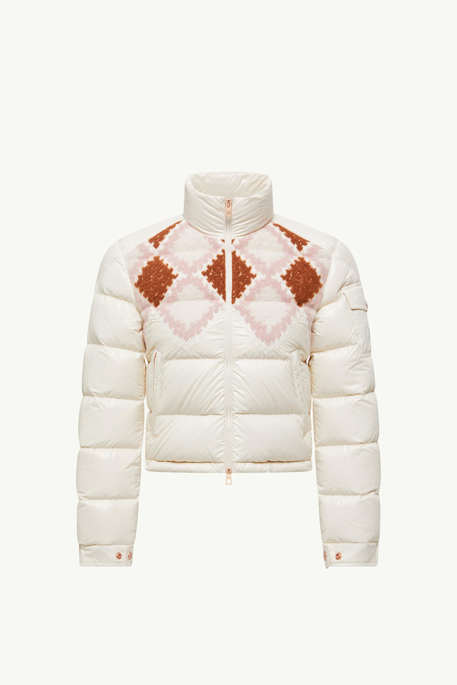 White & Pink Megara Wool-Trimmed Short Down Jacket - Short Down