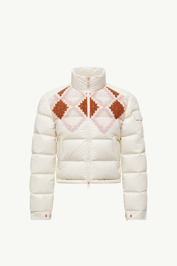 Megara Wool-Trimmed Short Down Jacket Women White & Pink Moncler 2