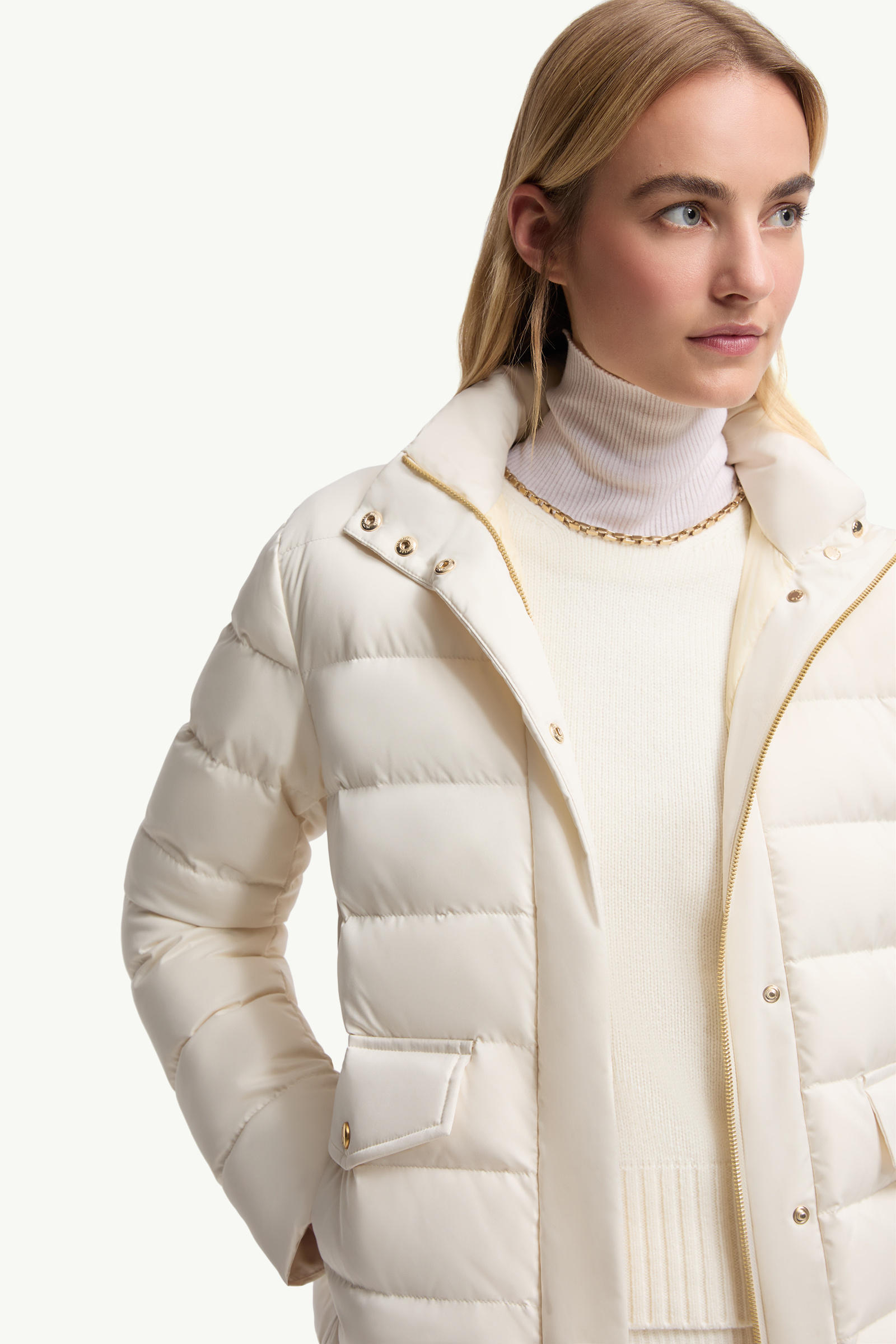 Bessettes Short Down Jacket Women White Ivory Moncler 5