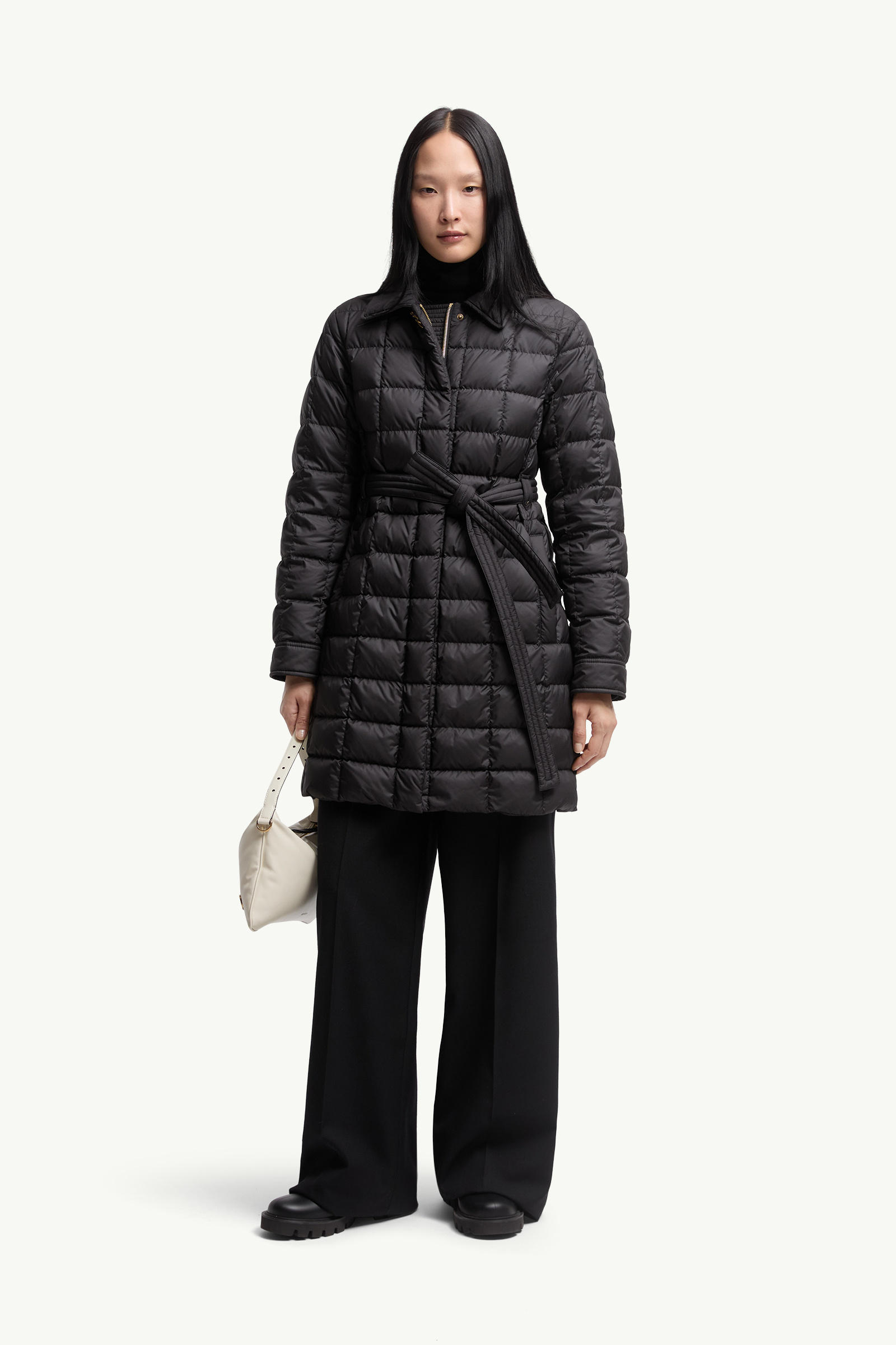 Gresillon Belted Long Down Jacket Women Black Moncler 0
