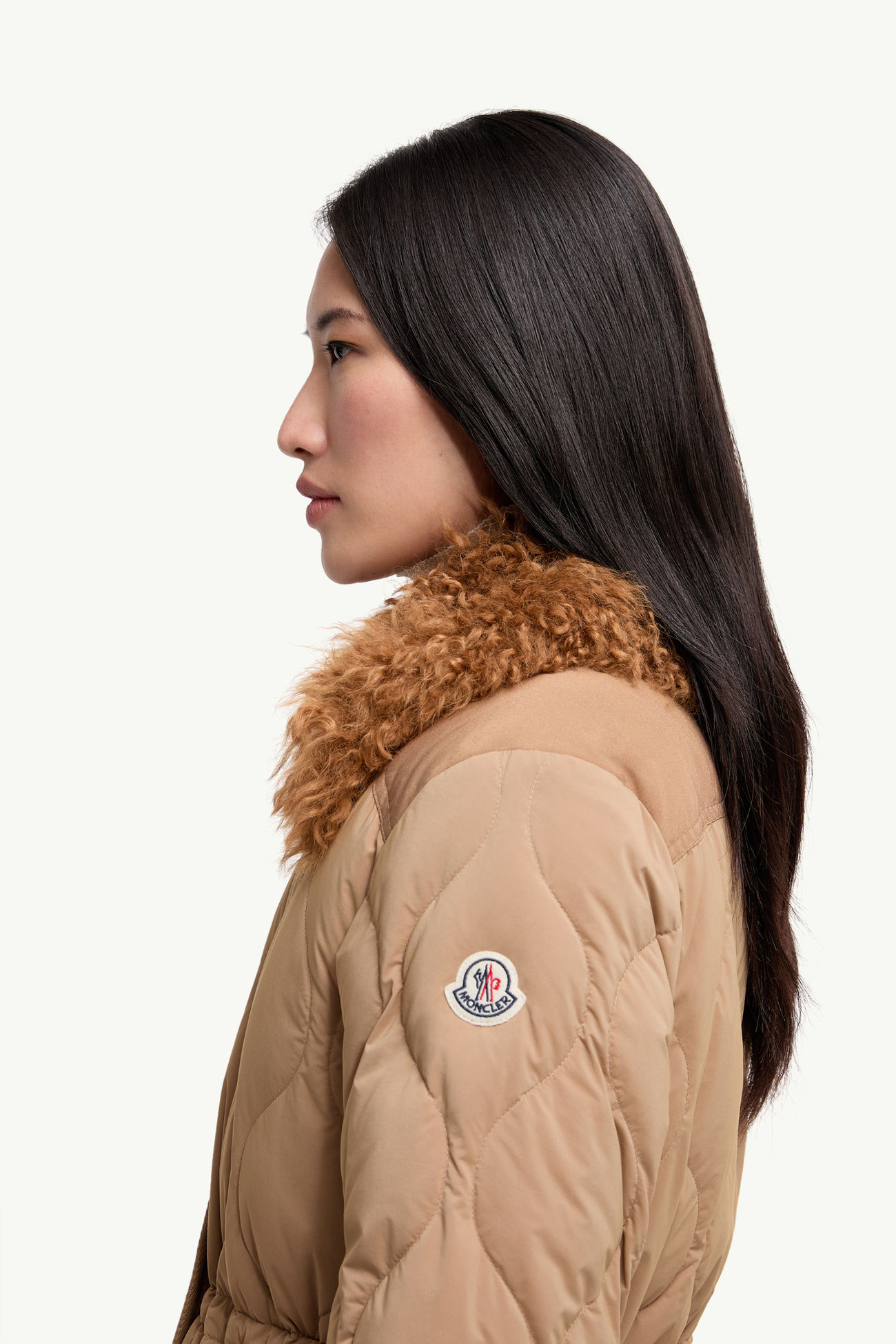 Quintin kurze 3-in-1 Daunenjacke mit Shearling-Besatz Damen Beige Moncler 1