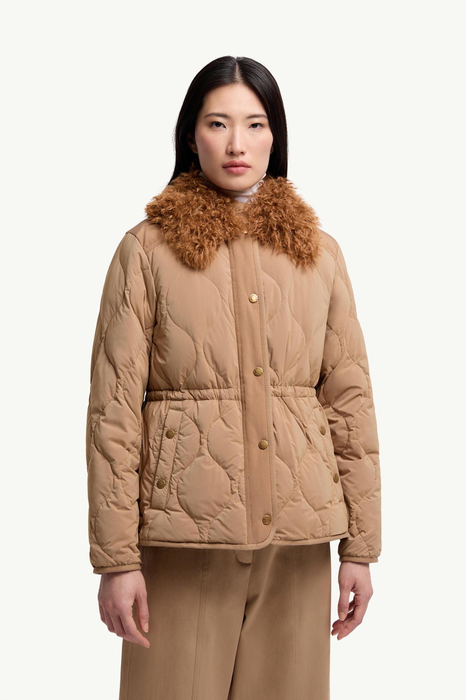 Quintin kurze 3-in-1 Daunenjacke mit Shearling-Besatz Damen Beige Moncler 3